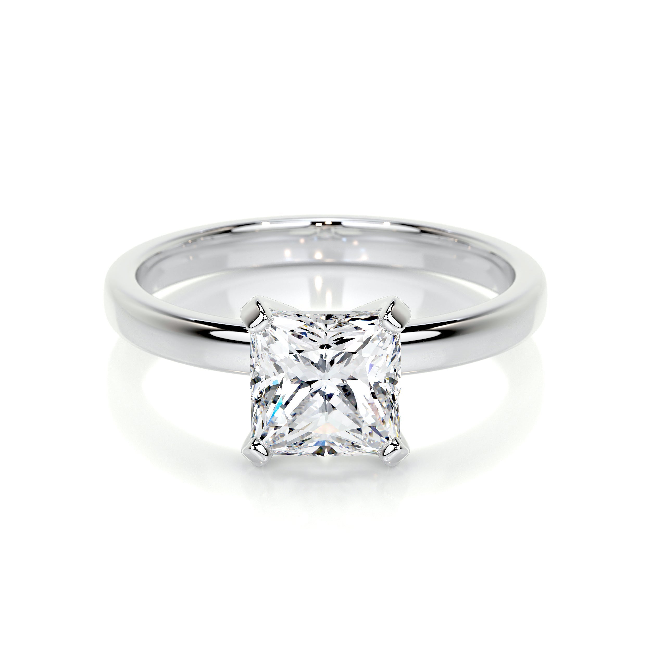1ctw Princess Cut Diamond Solitaire Engagement Ring With Cathedral Set –  RockHer.com