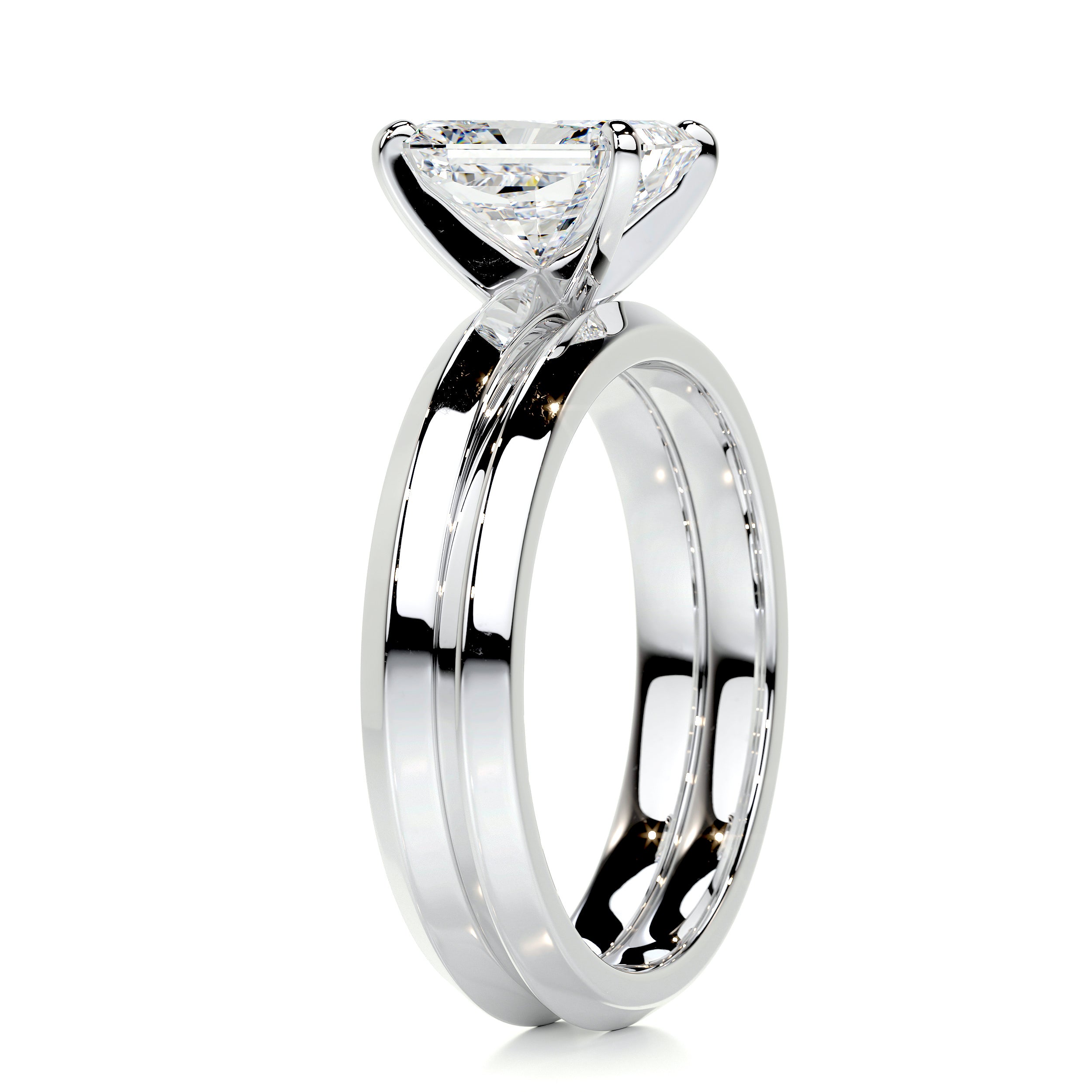 Beautiful Elegant Knife Edge Style Diamond Bridal Set, 2 Carat F
