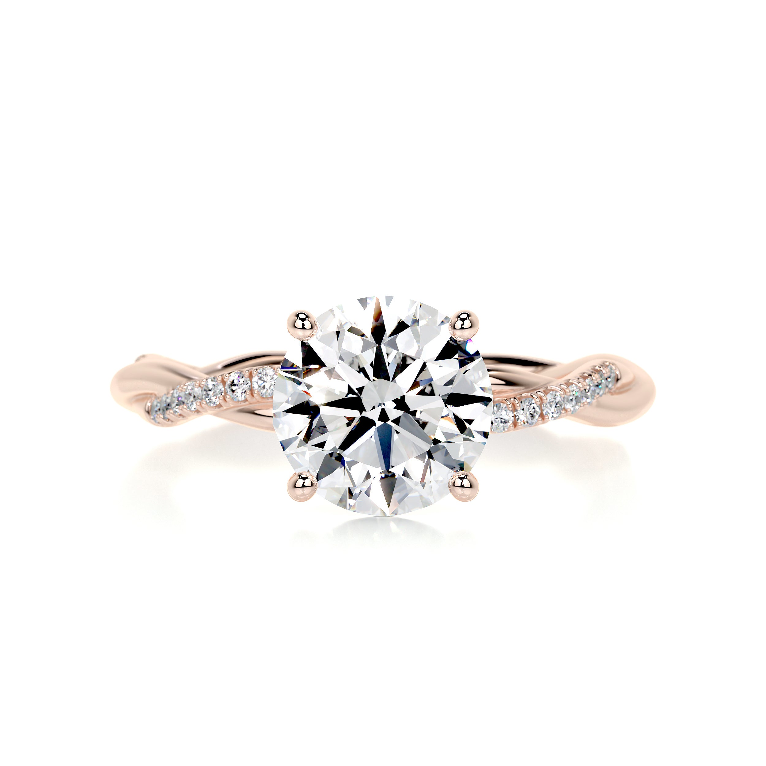 Crystal Diamond Engagement Ring -14K Rose Gold