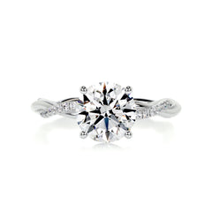 Crystal Diamond Engagement Ring -18K White Gold