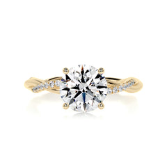 Crystal Diamond Engagement Ring -18K Yellow Gold