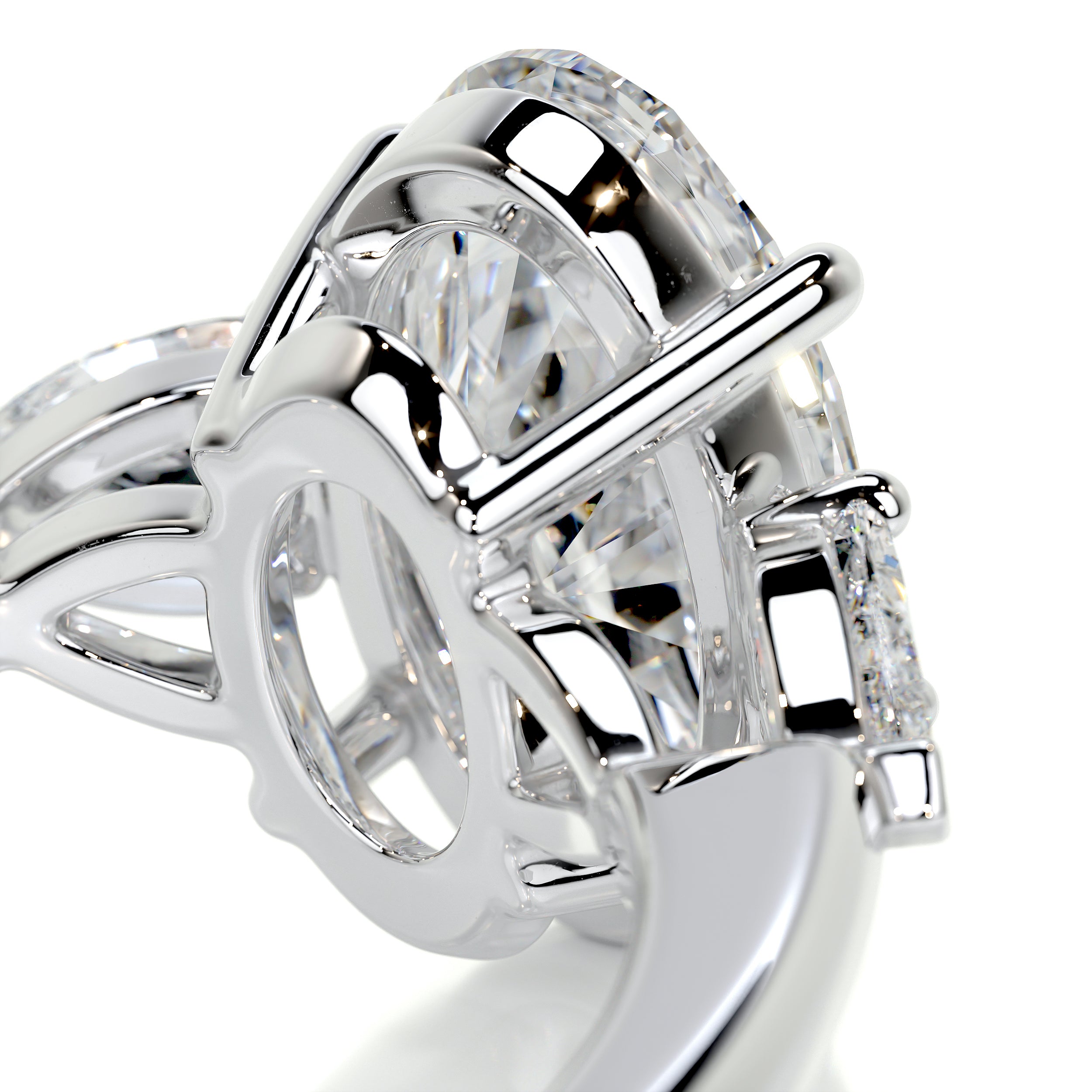 Kamala Diamond Engagement Ring   (3.3 Carat) -14K White Gold
