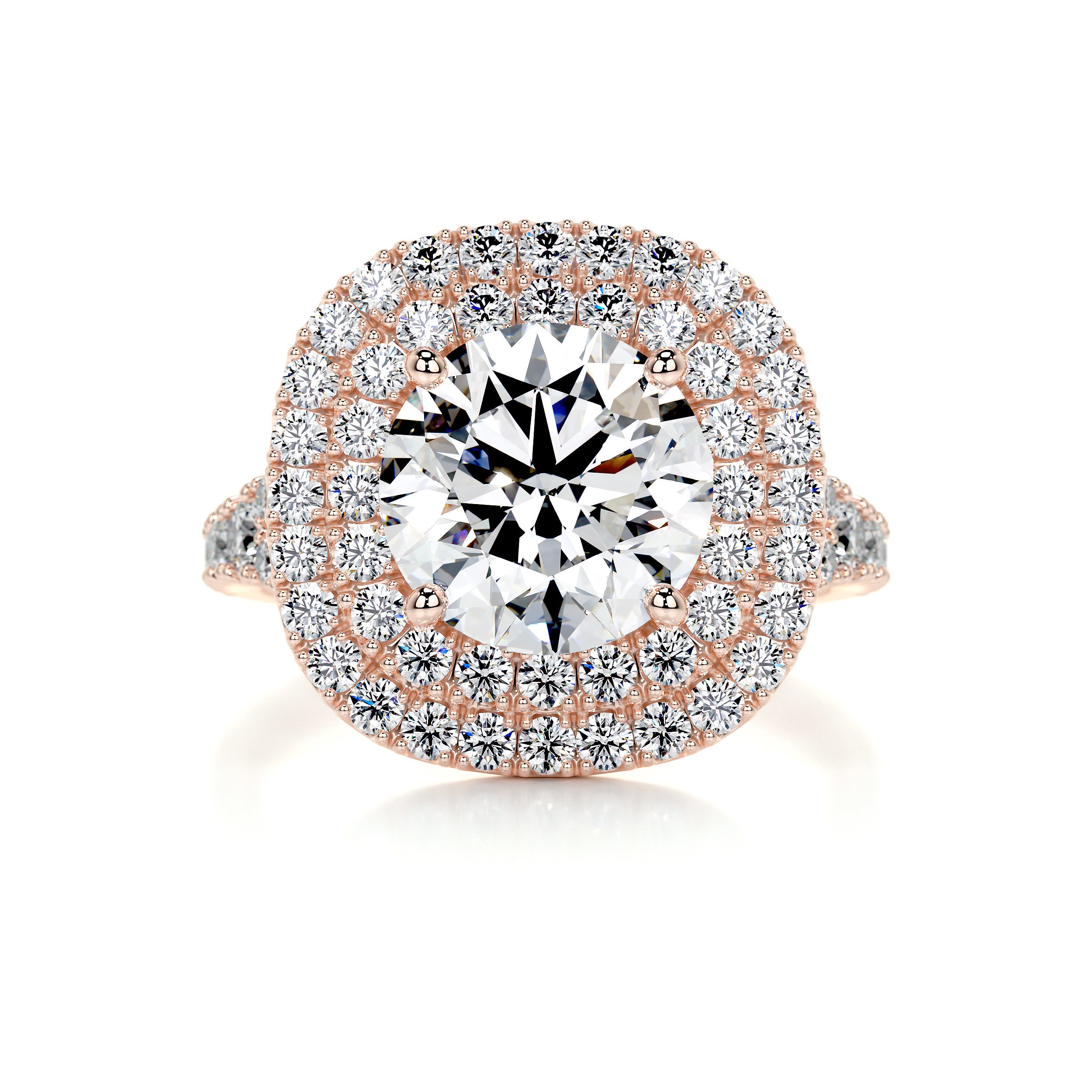 Angela Diamond Engagement Ring   (3 Carat) -14K Rose Gold