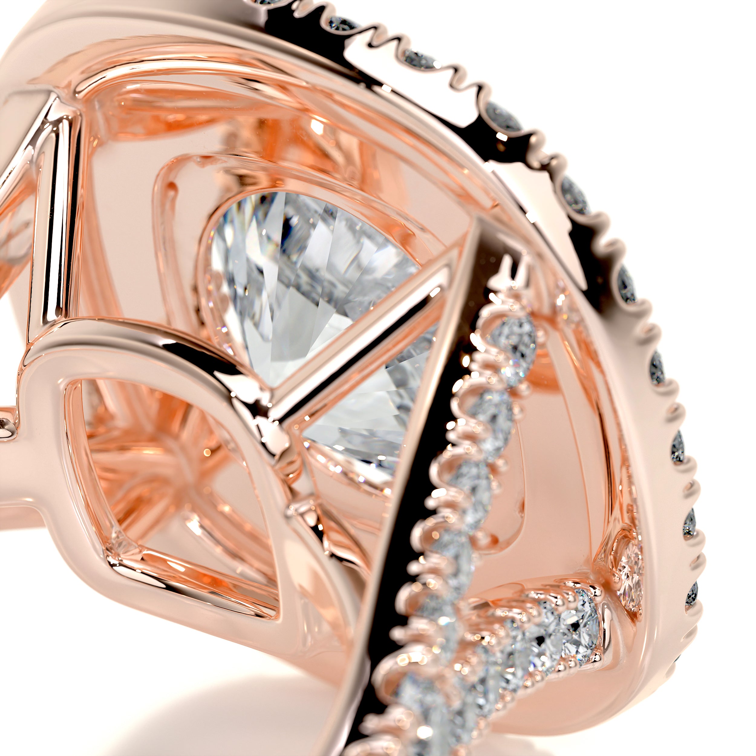 Angela Diamond Engagement Ring   (3 Carat) -14K Rose Gold