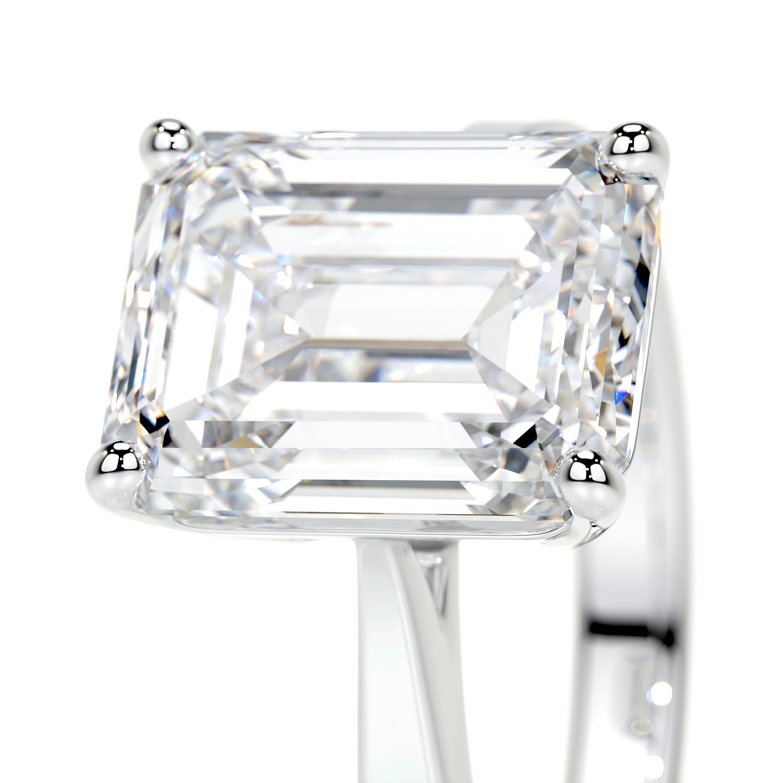 READY TO SHIP: Florentina ring in 14K white gold, lab grown diamond emerald  cut 7x4* mm, accents lab grown diamonds, AVAILABLE RING SIZES: 6-8US
