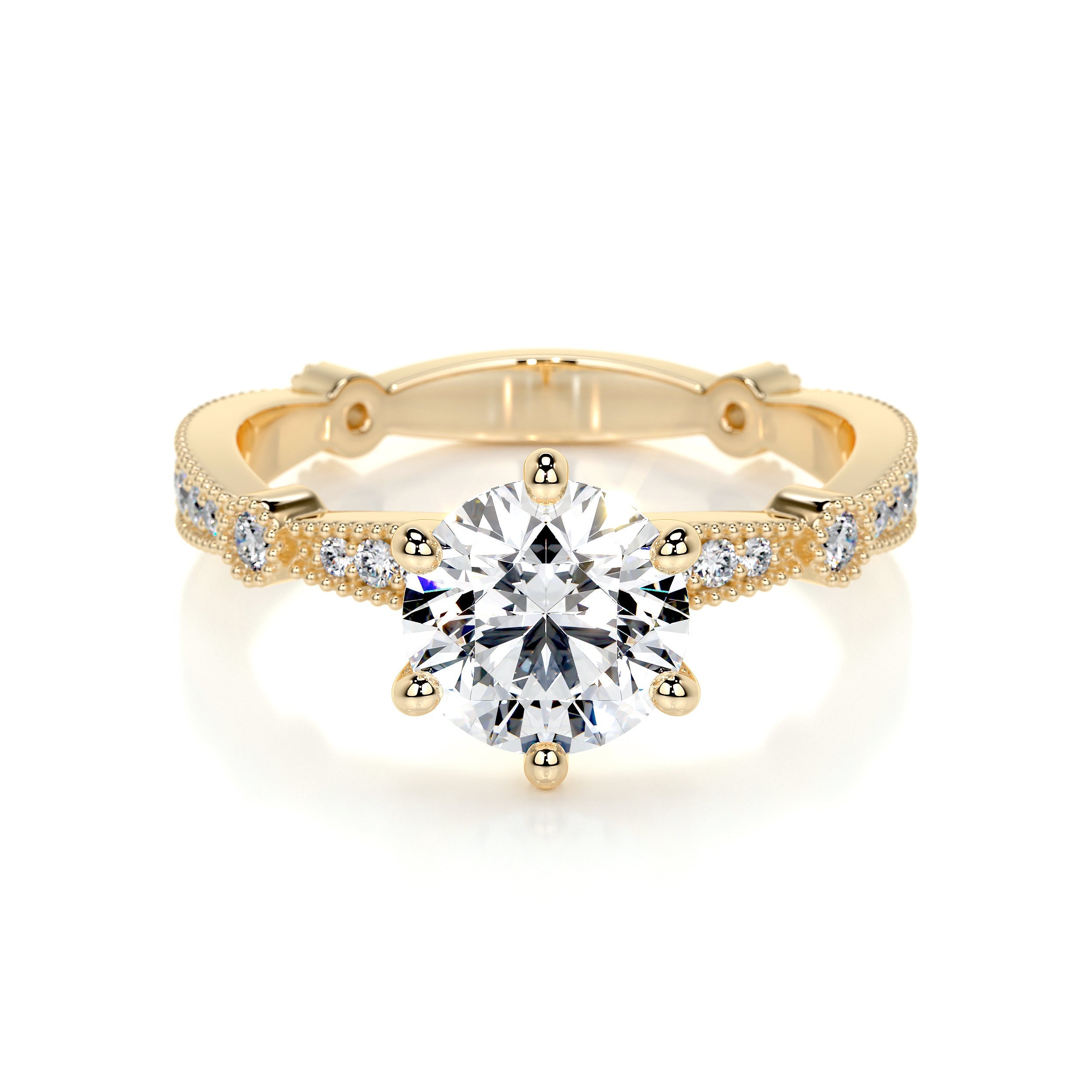 Amelia Lab Grown Diamond Ring   (2 Carat) - 18K Yellow Gold