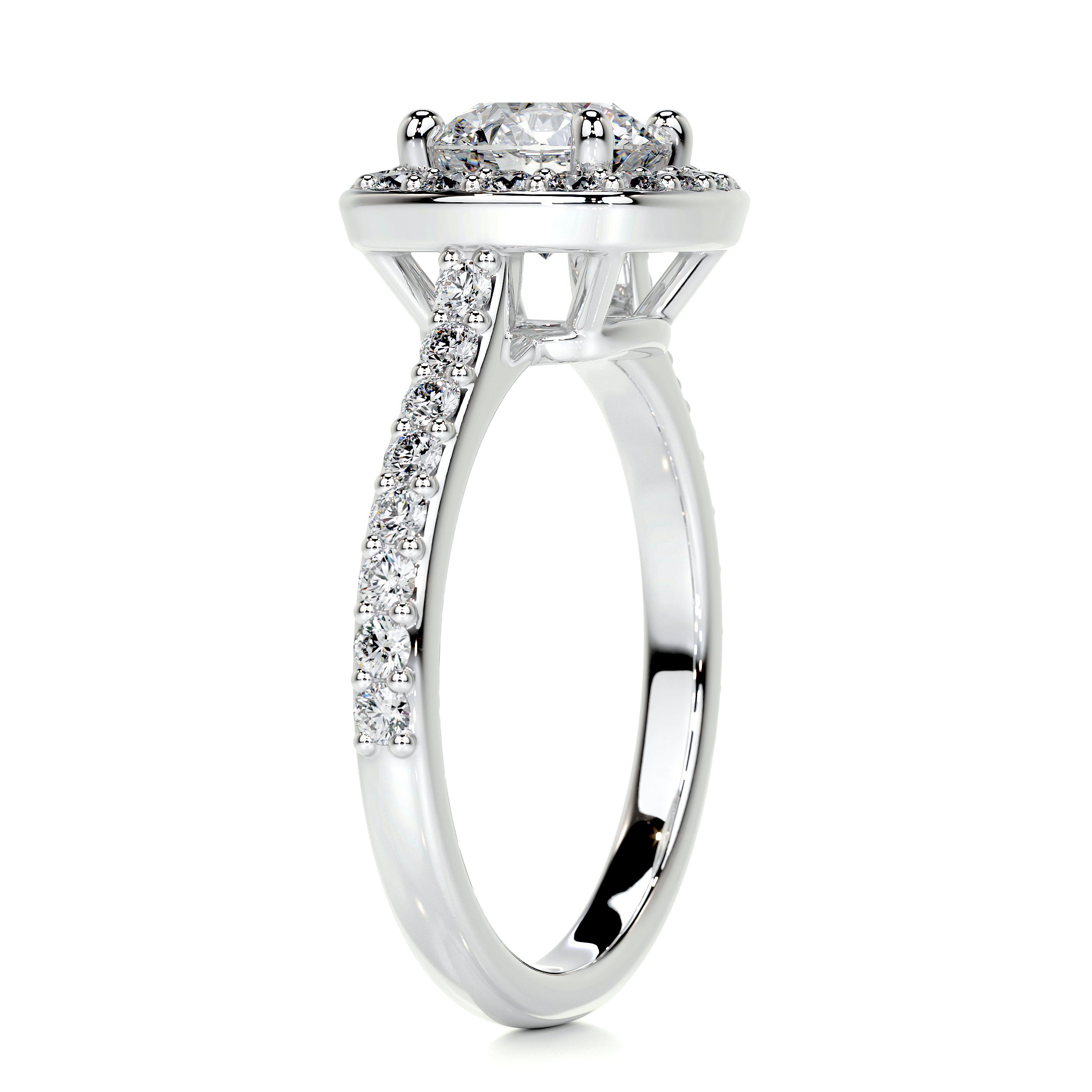 Paisley Diamond Engagement Ring   (2 Carat) -18K White Gold