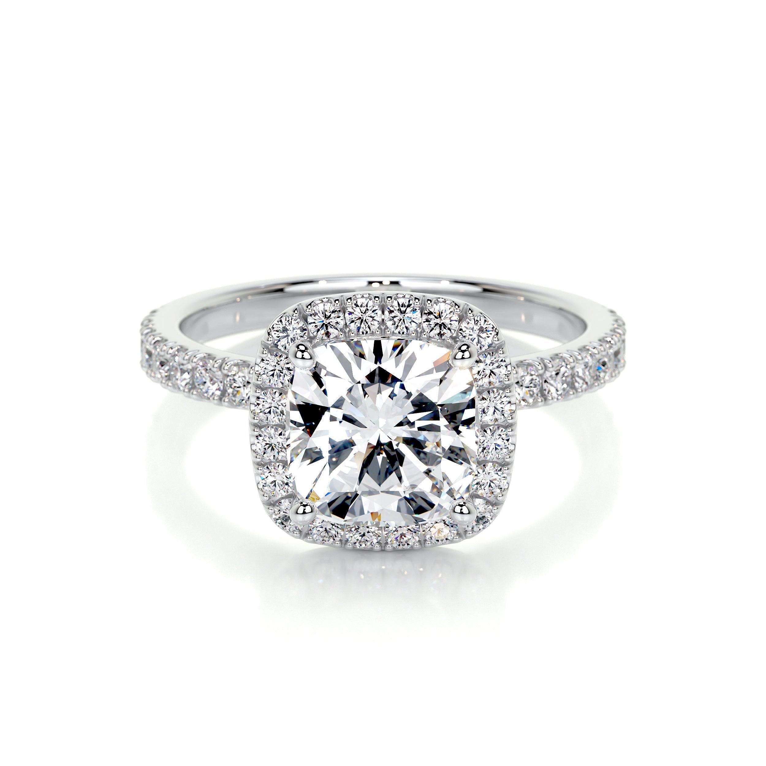 3 Carat Lab Created Cushion Diamond Delicate Halo Engagement Ring
