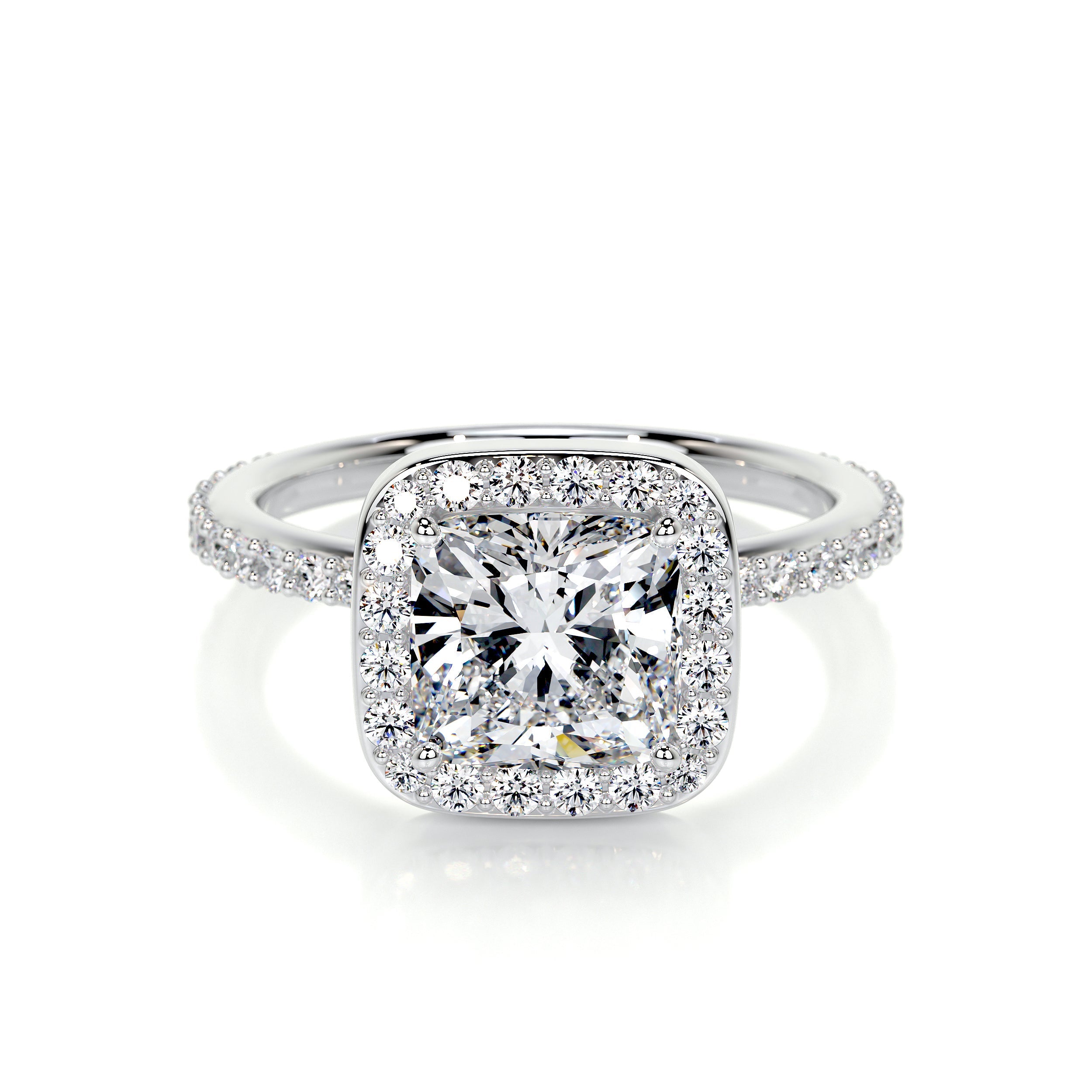 JB Star Platinum Round Brilliant Cut Diamond Ring with a Cushion Halo -  JewelsbyTashne