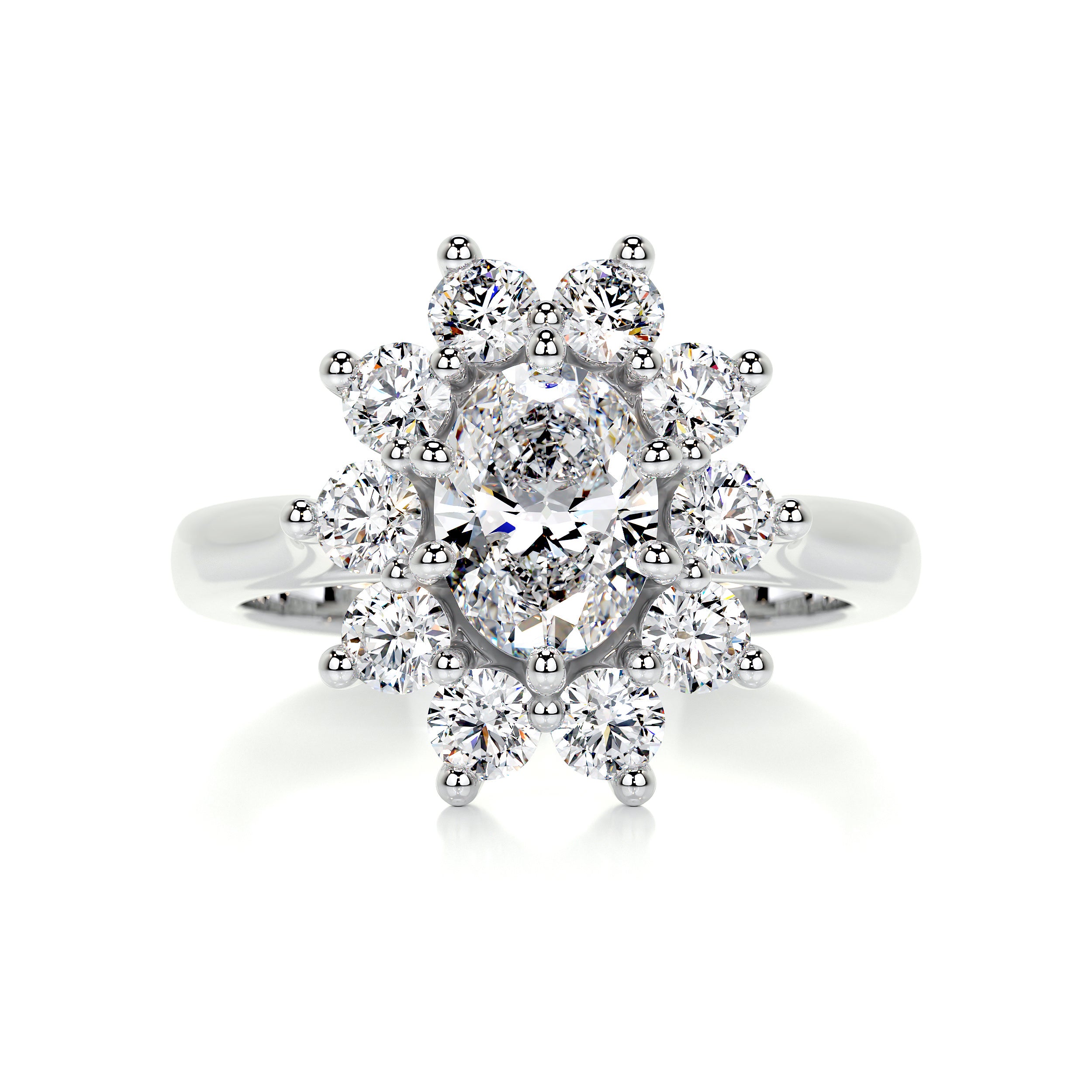 La Fleur Diamond Engagement Ring   (1.50 Carat) -18K White Gold