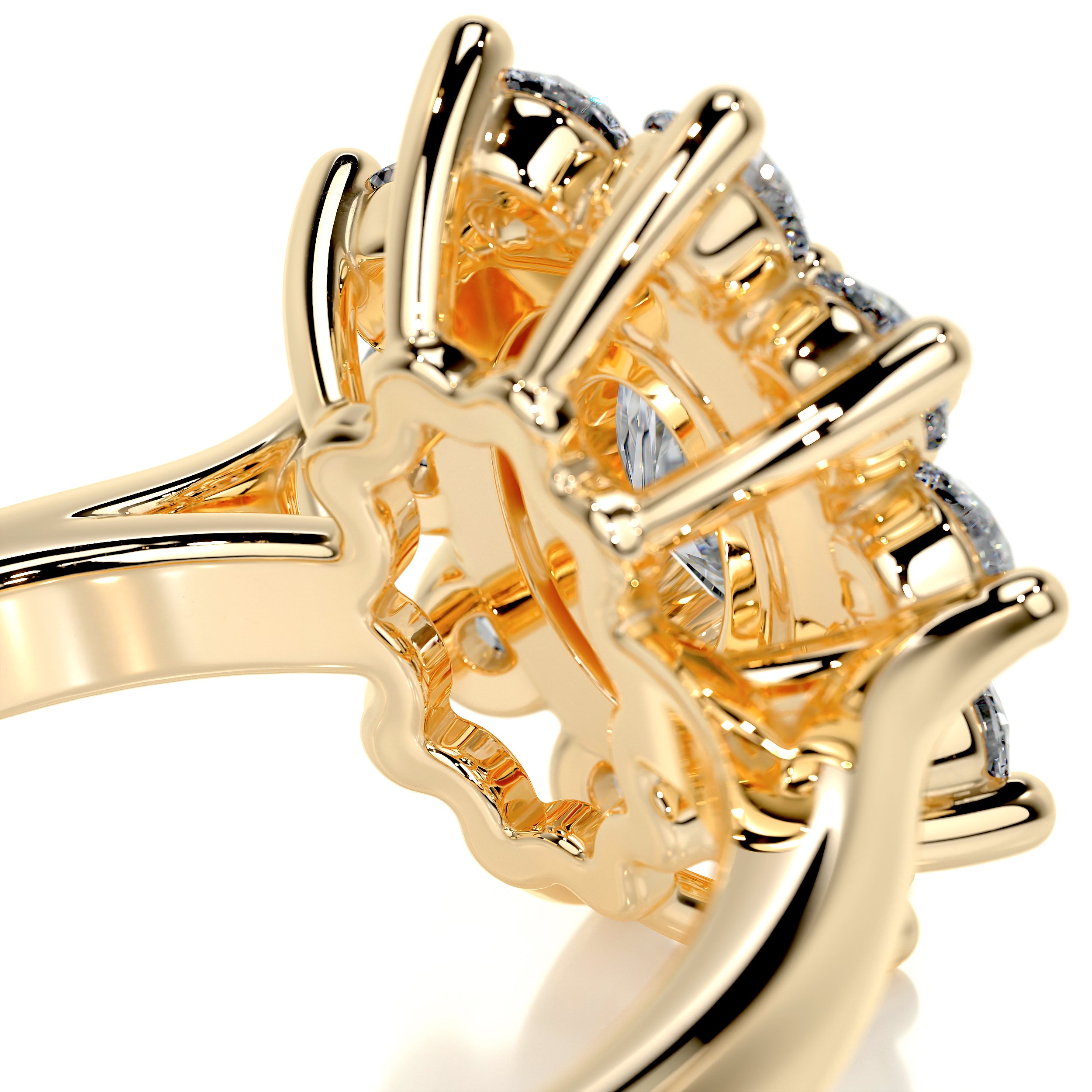 La Fleur Diamond Engagement Ring   (1.50 Carat) -18K Yellow Gold