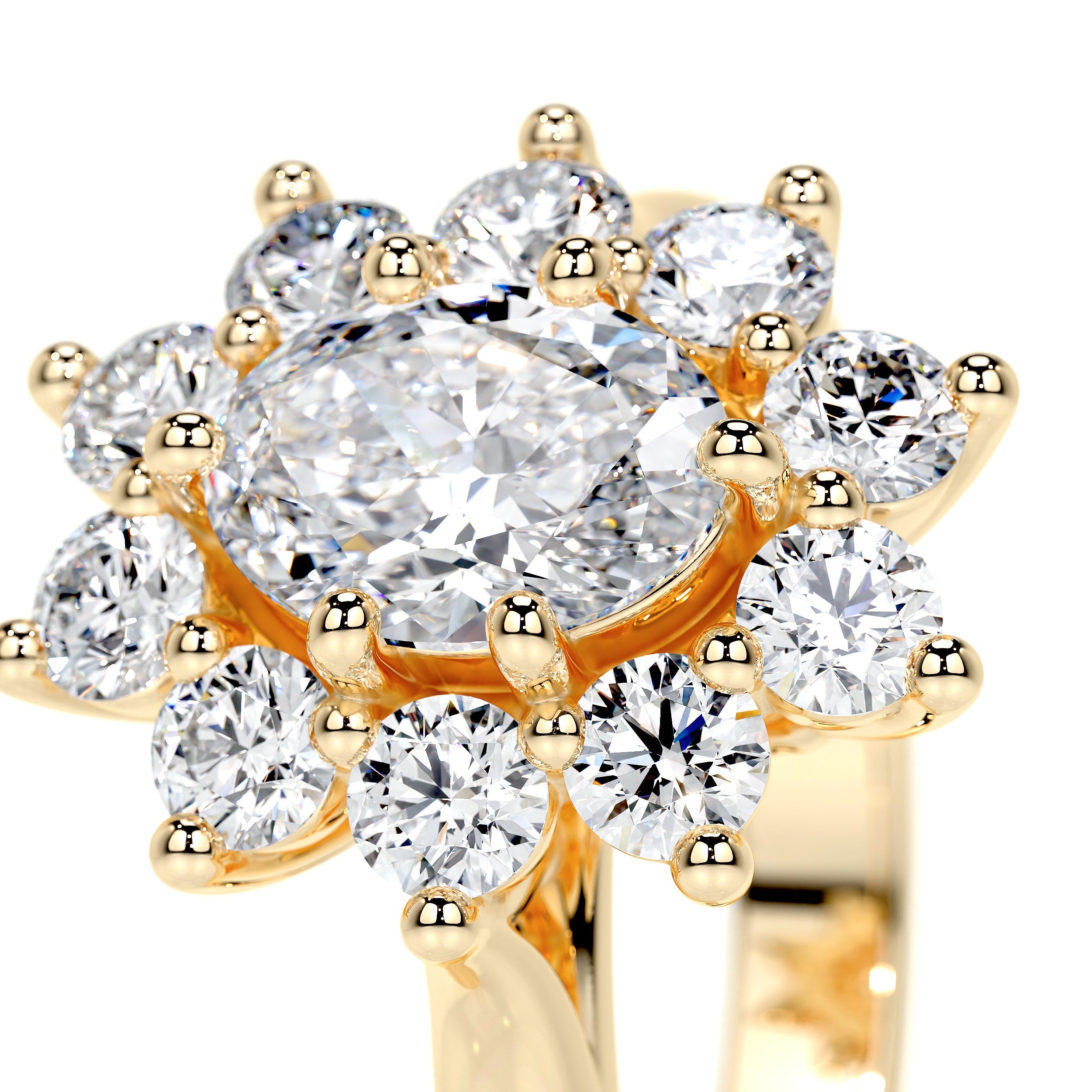 La Fleur Lab Grown Diamond Ring   (1.50 Carat) -18K Yellow Gold