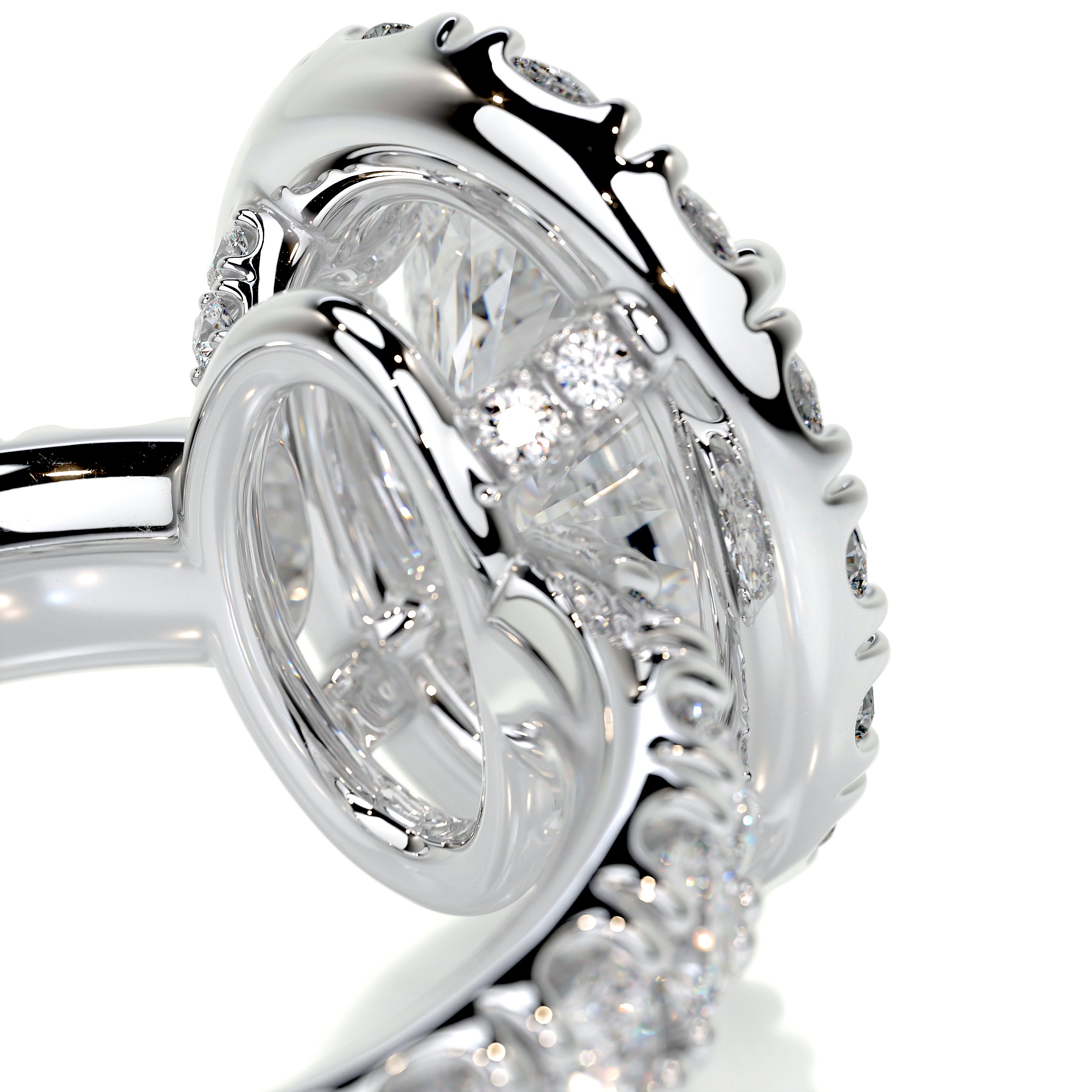 Maya Diamond Engagement Ring   (4 Carat) -14K White Gold