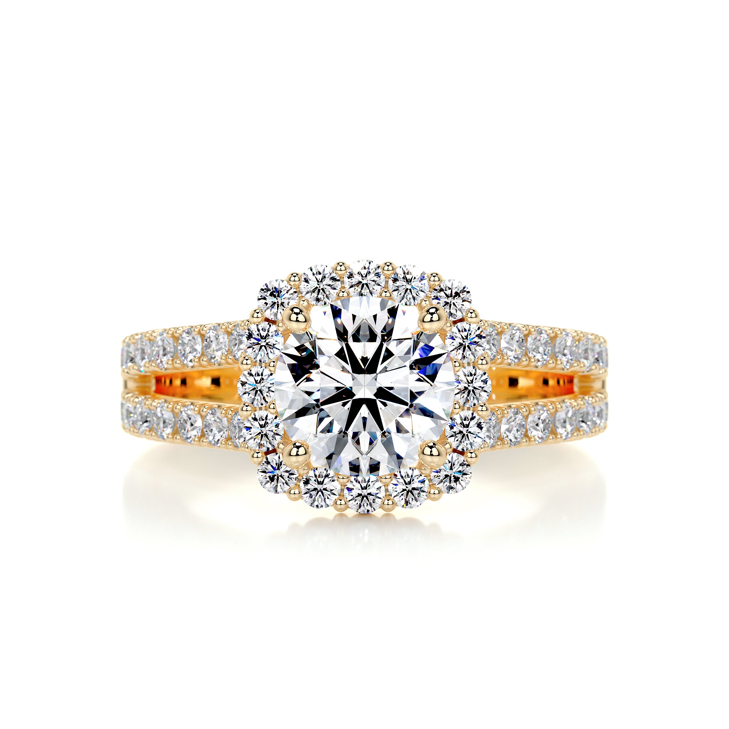 Hilary Diamond Engagement Ring   (3 Carat) -18K Yellow Gold