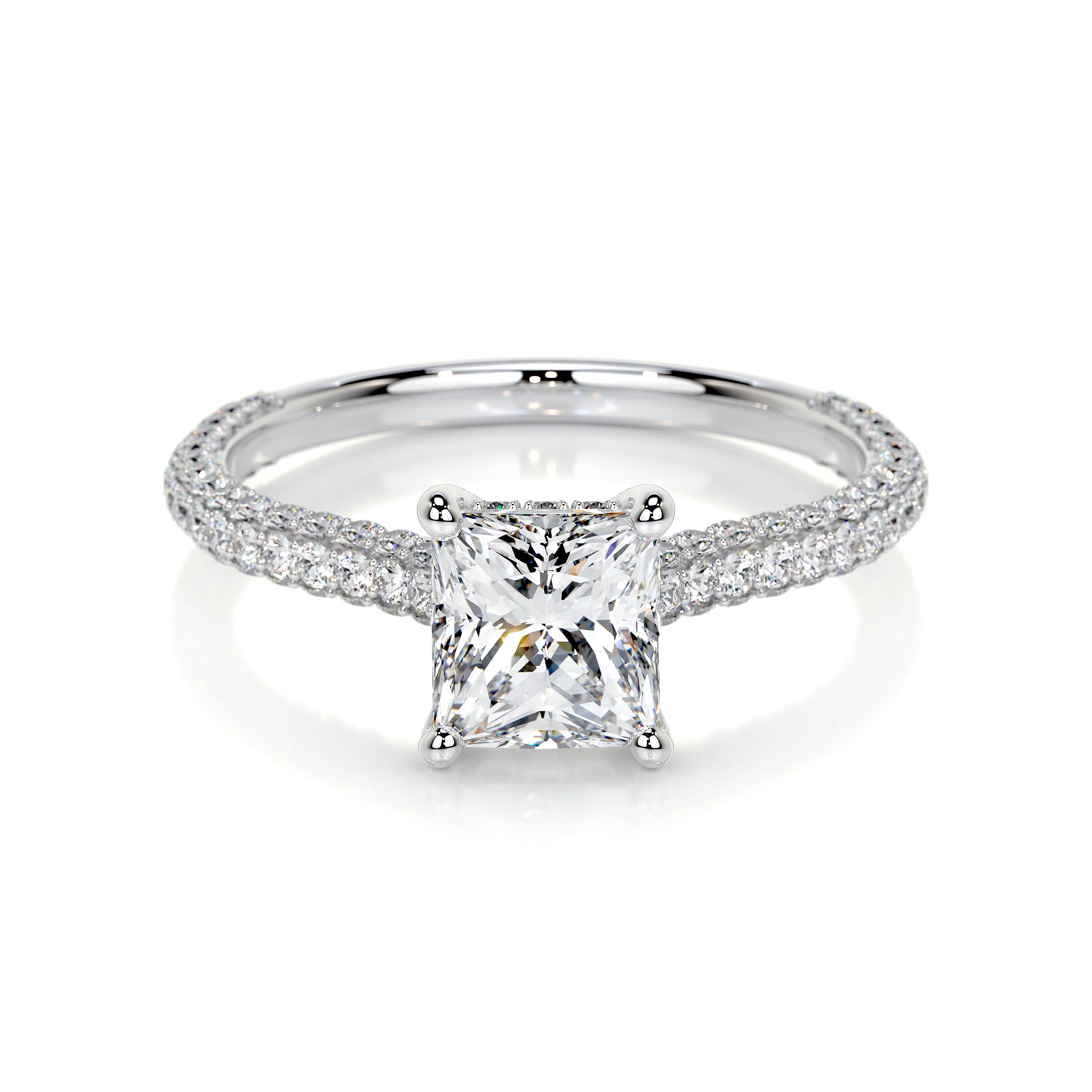 Engagement Ring 18K White Gold Diamond 2.50 Carat Real Lab Created Princess  Cut