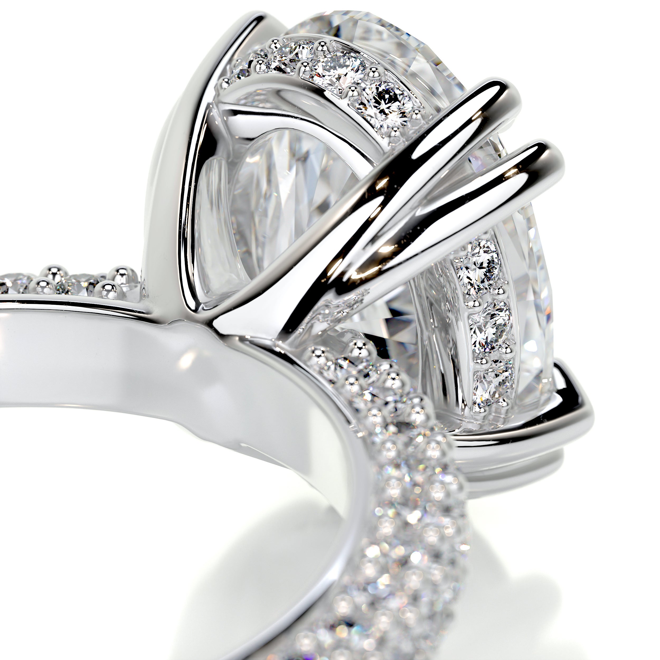 Kelly Diamond Engagement Ring   (3.50 Carat) -18K White Gold