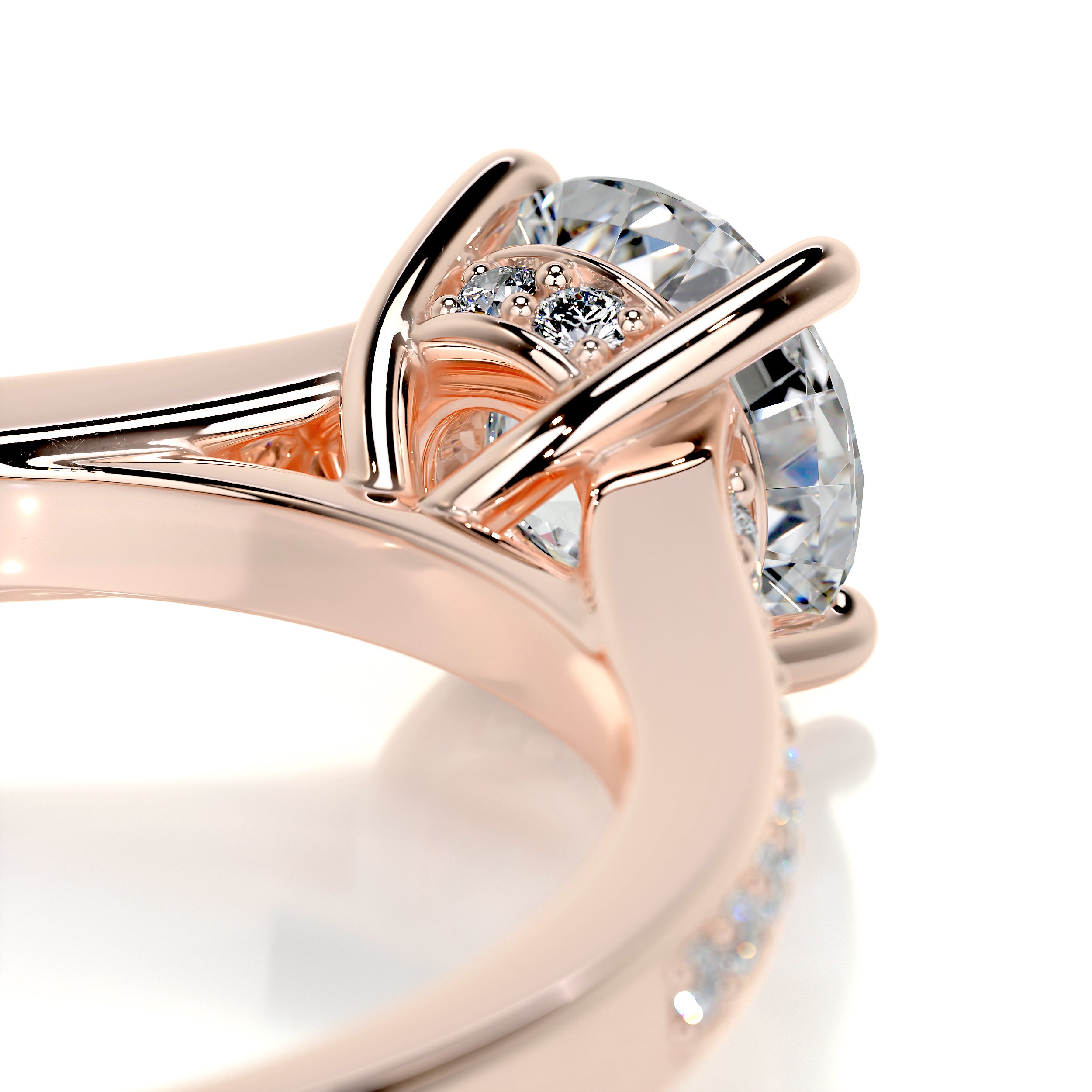 Lily Diamond Engagement Ring   (1.00 Carat) -14K Rose Gold