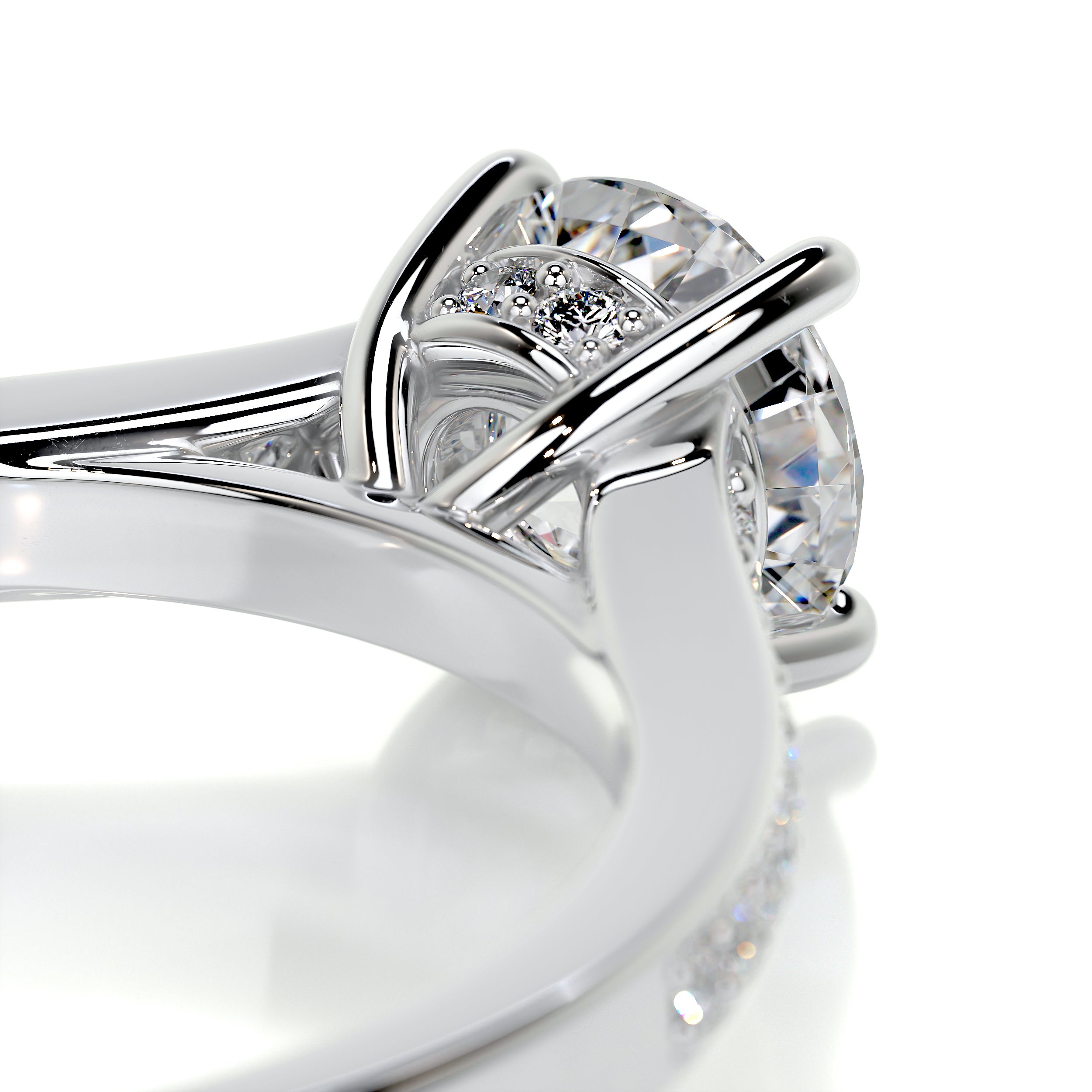 Lily Diamond Engagement Ring   (1.00 Carat) -18K White Gold