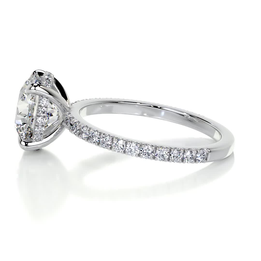 Valeria Lab Grown Diamond Ring, Hidden Halo, 3 Carat, 14K White Gold ...