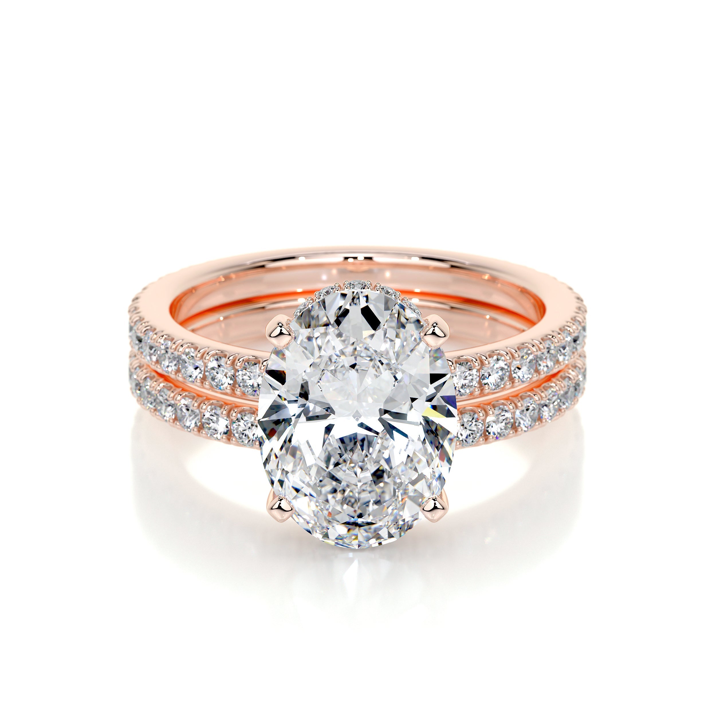 Lucy Lab Grown Diamond Bridal Set   (3.8 Carat) - 14K Rose Gold