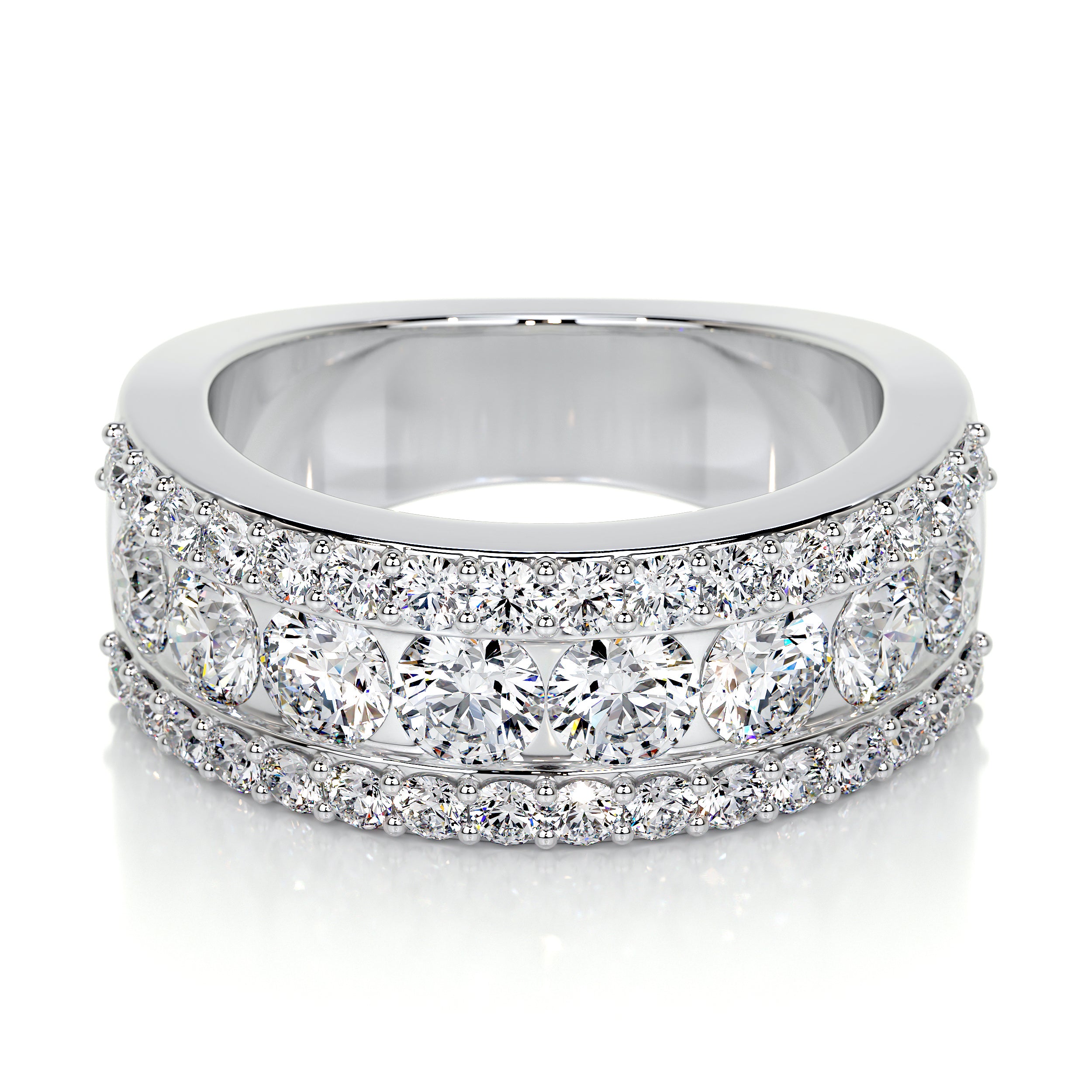 Large 14K White Gold 4 Carat Round and Princess Cut Diamond Engagement Ring  Set 803145
