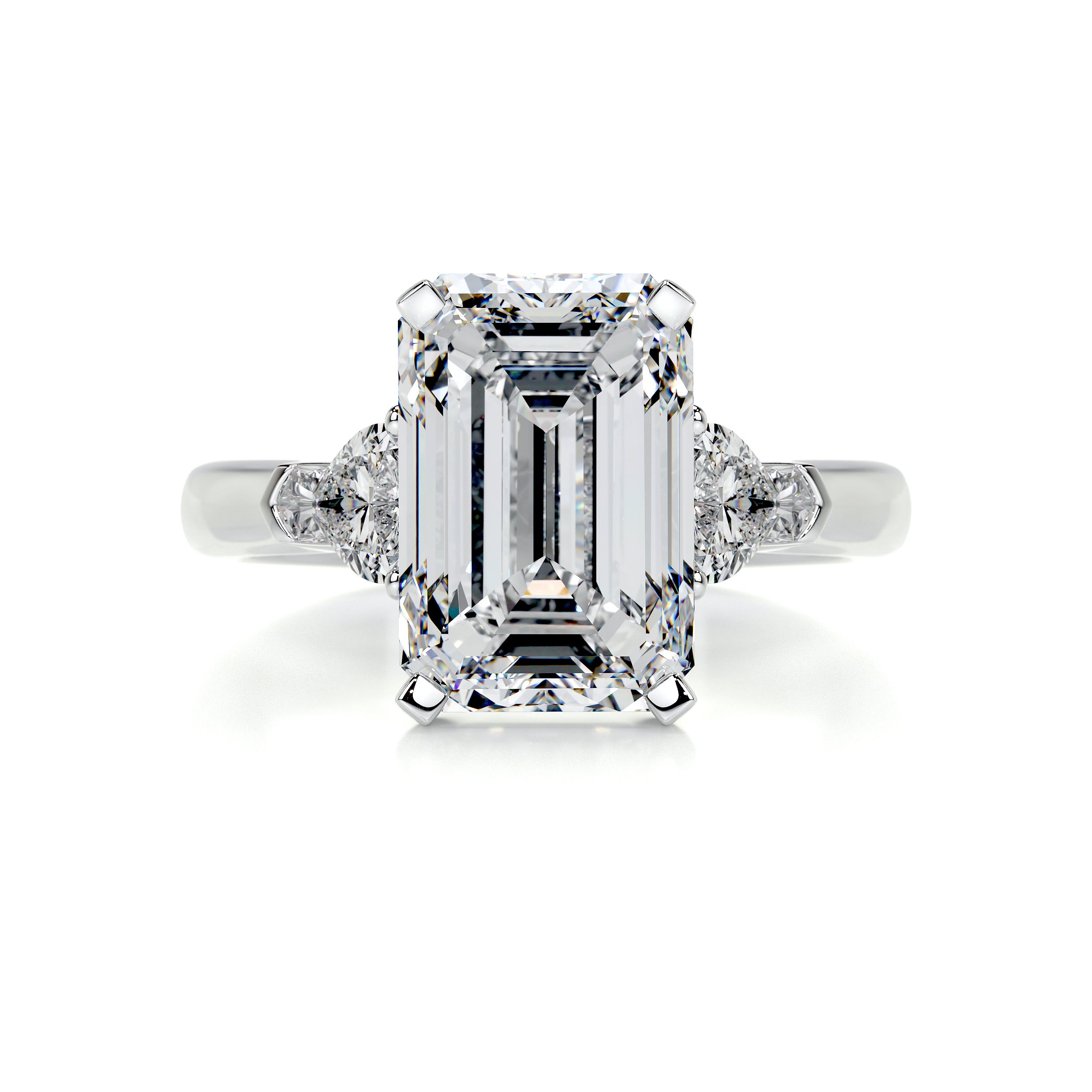 East West Half Bezel Solitaire Engagement Ring With Emerald Cut Diamon -  GOODSTONE