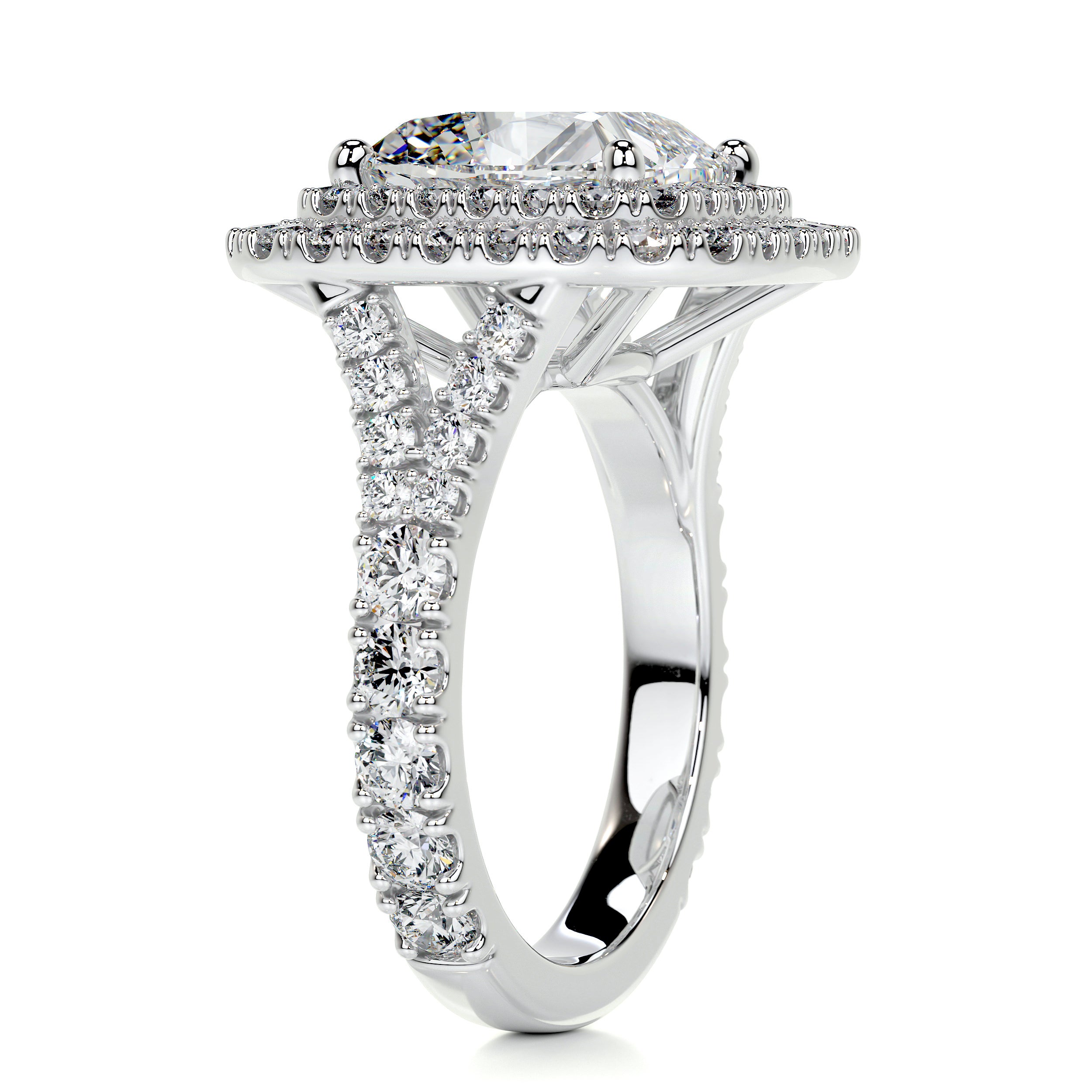Marley Diamond Engagement Ring   (4 Carat) - 14K White Gold