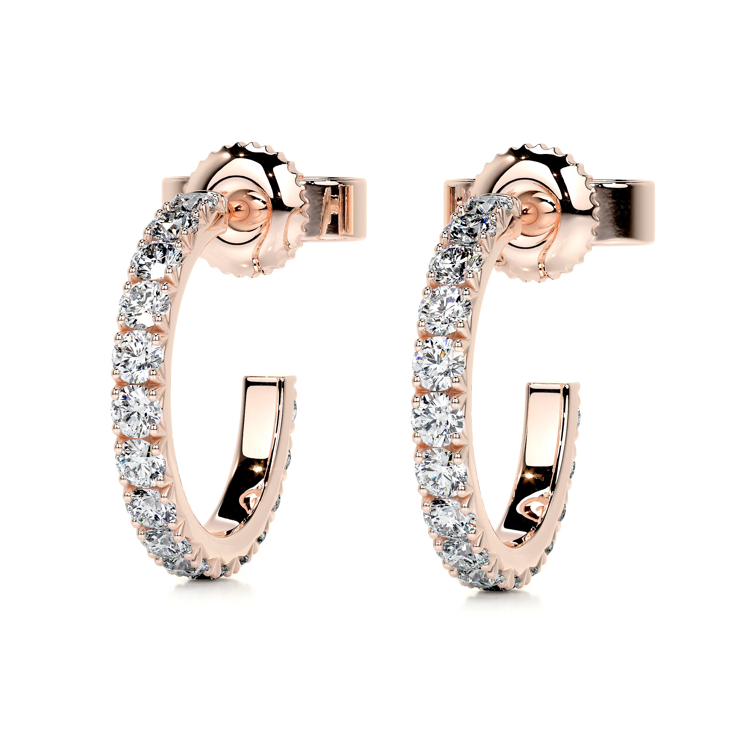 Rose Gold Diamond 2024 Triple Hoop Earrings