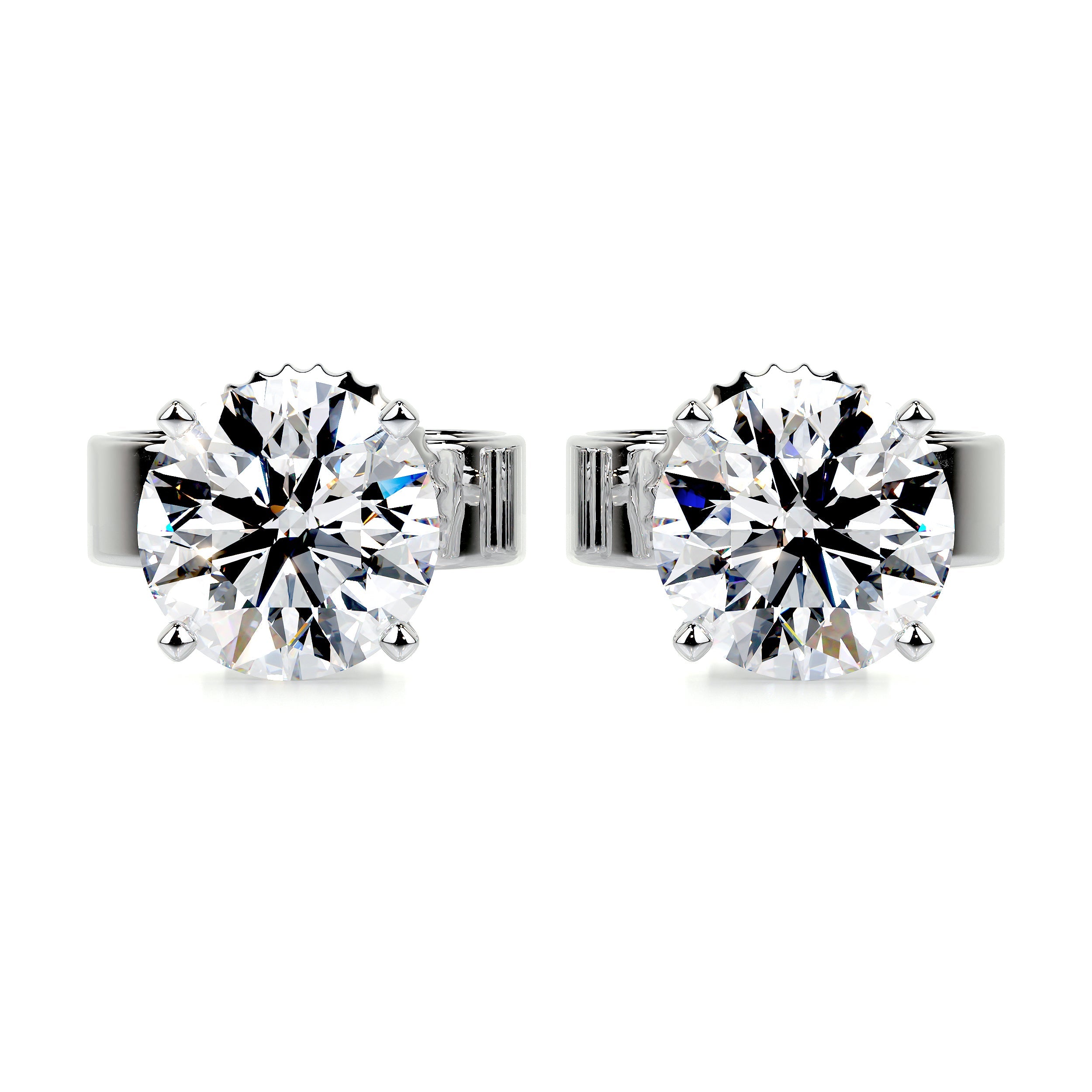 2.05ctw Princess Cut Diamond Solitaire Stud Earrings in 14K White Gold –  Oaks Jewelry