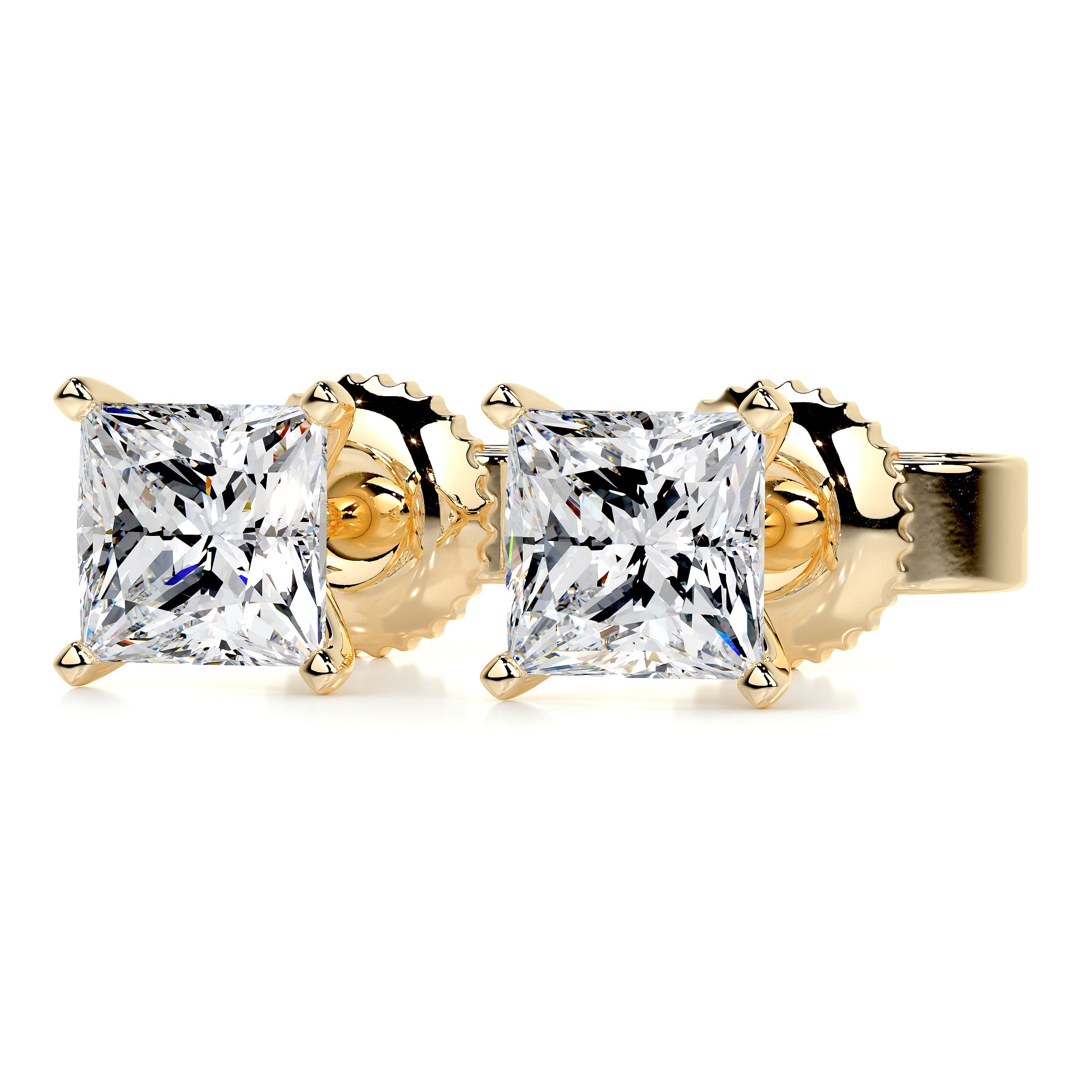 2.00 Ct. Princess Cut Diamond Stud Earrings Optional Color Clarity –  Kingofjewelry.com