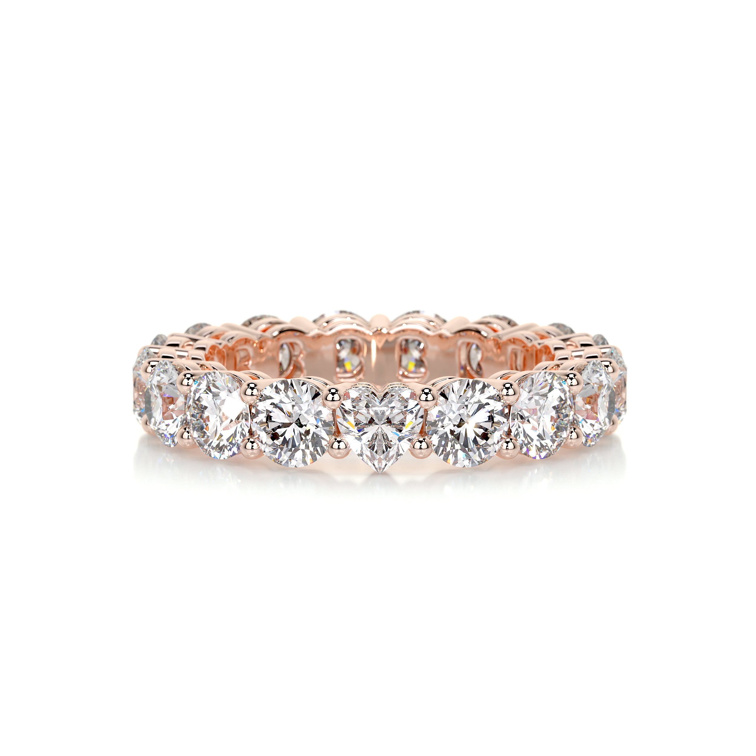 Anne Diamond Wedding Ring   (4 Carat) -14K Rose Gold