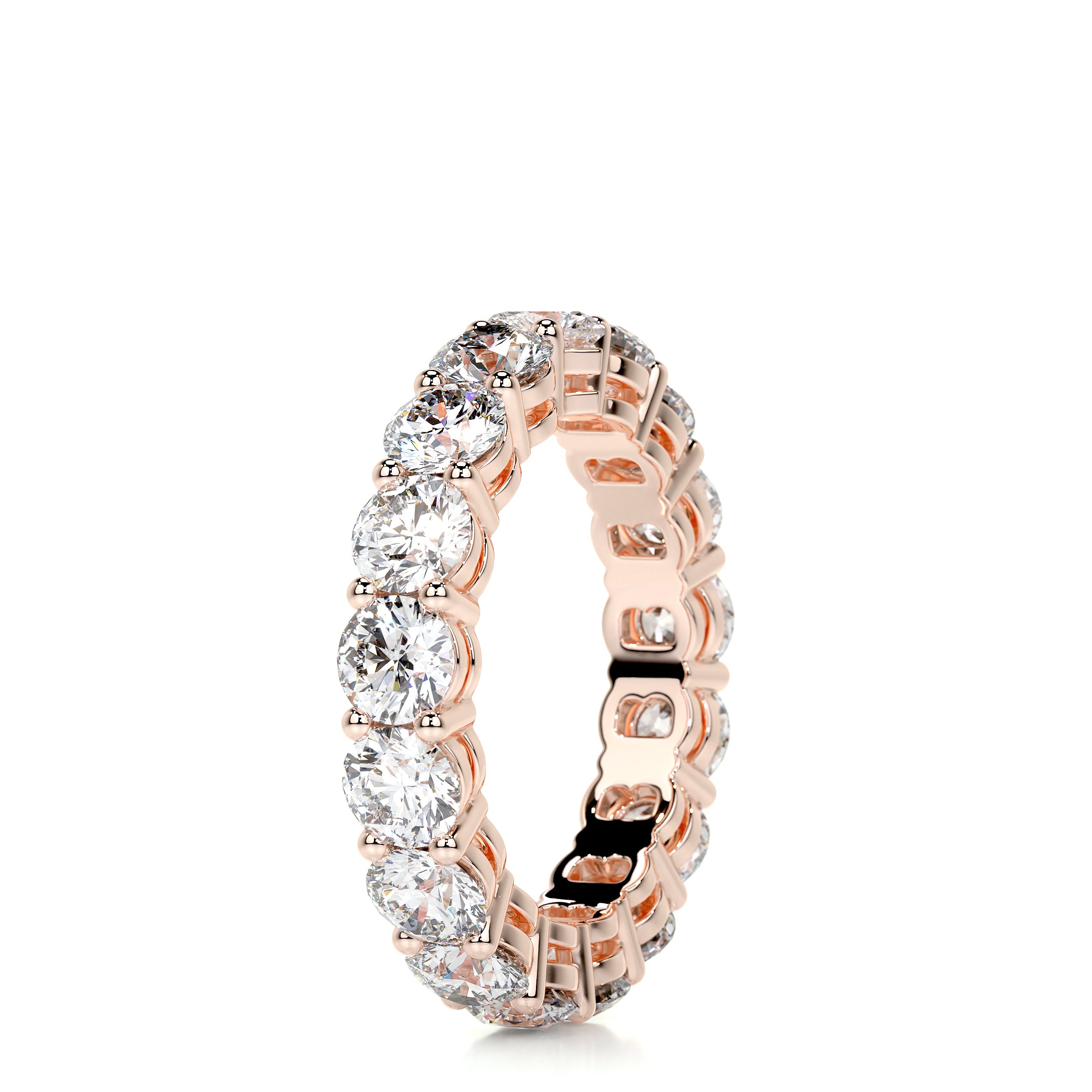 Anne Diamond Wedding Ring   (4 Carat) -14K Rose Gold