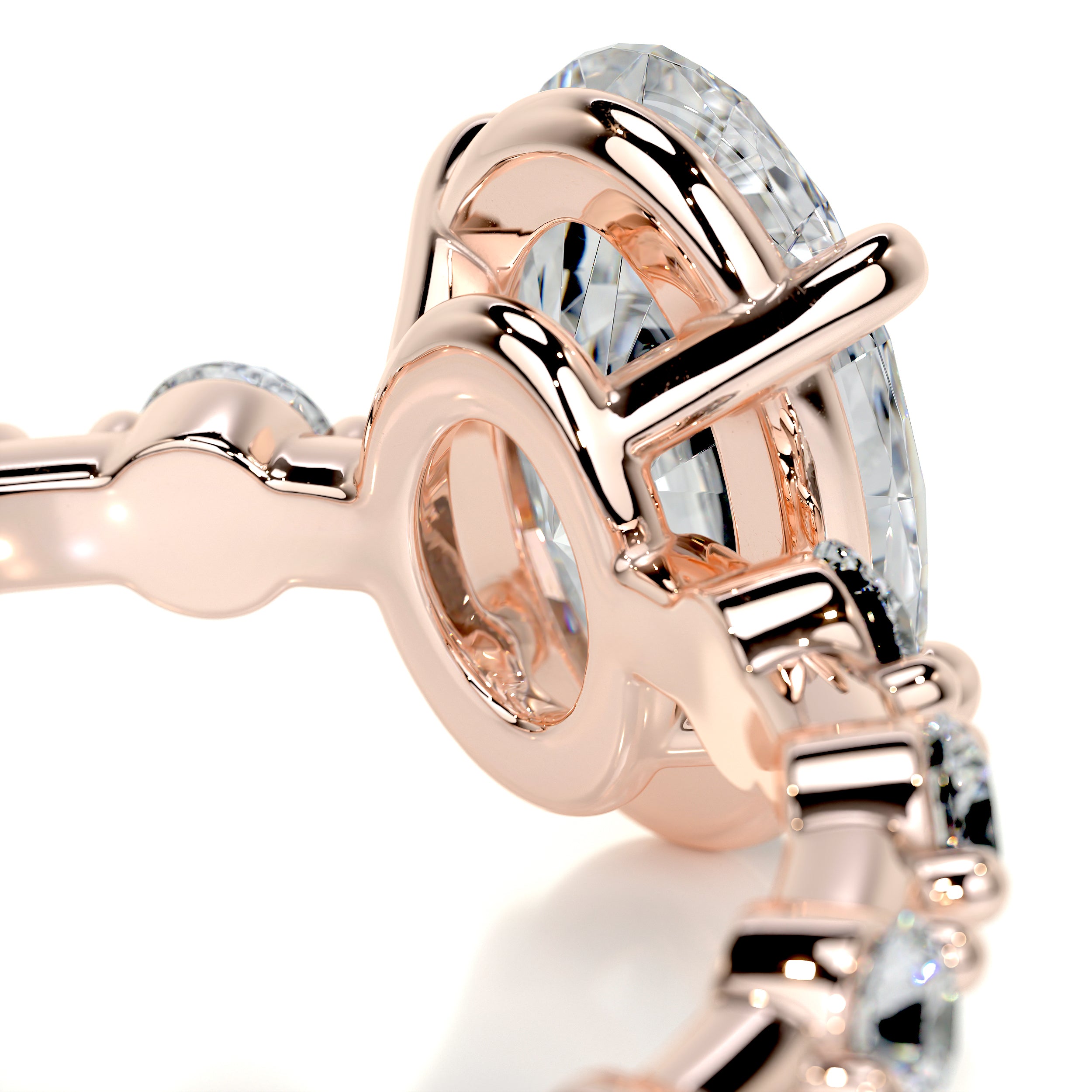 Bell Diamond Engagement Ring   (1.5 Carat) -14K Rose Gold