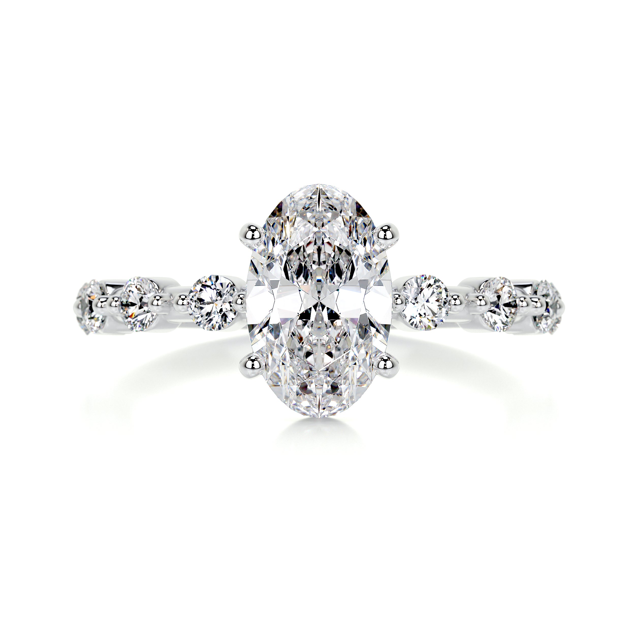 Bell Diamond Engagement Ring   (1.5 Carat) -18K White Gold