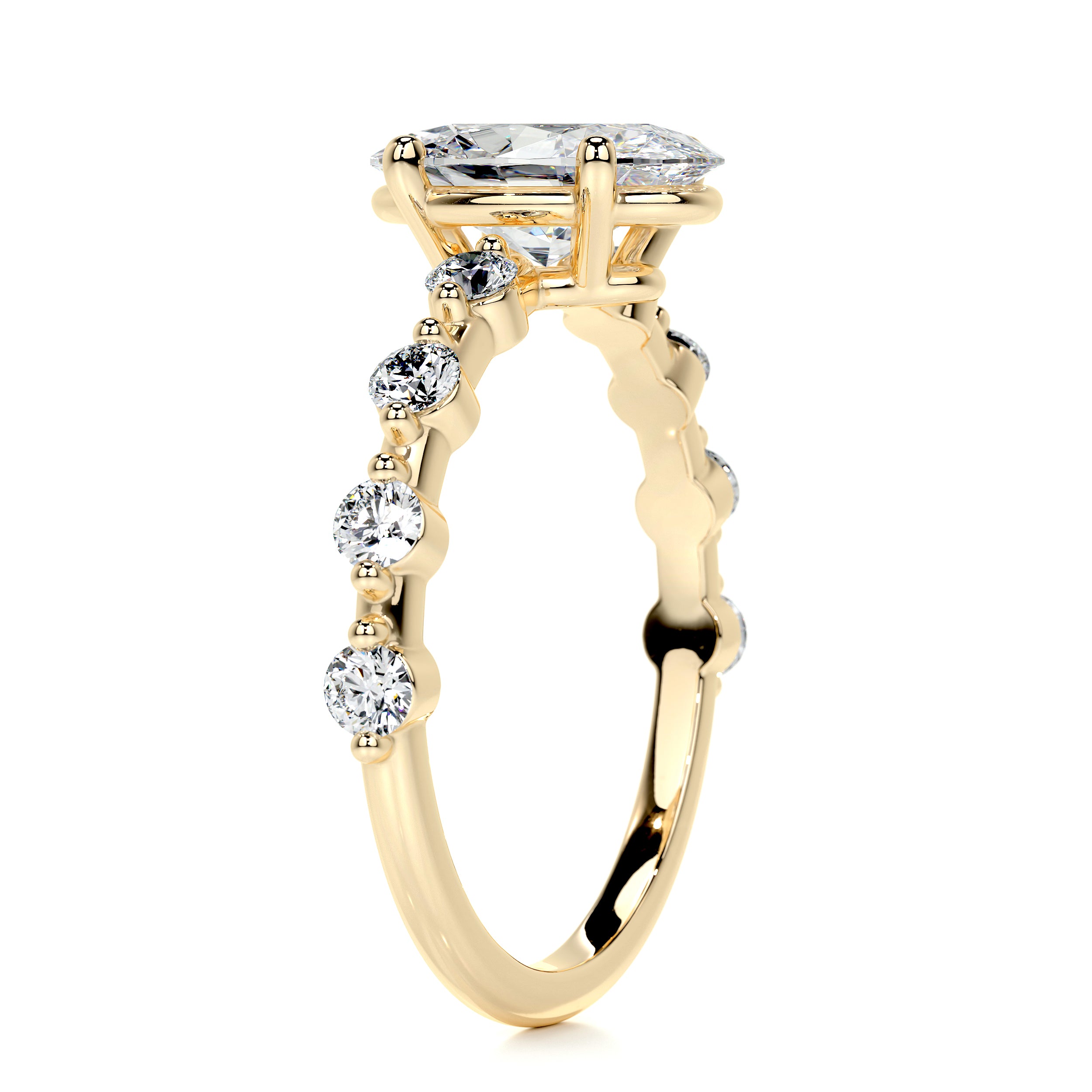Bell Diamond Engagement Ring -18K Yellow Gold