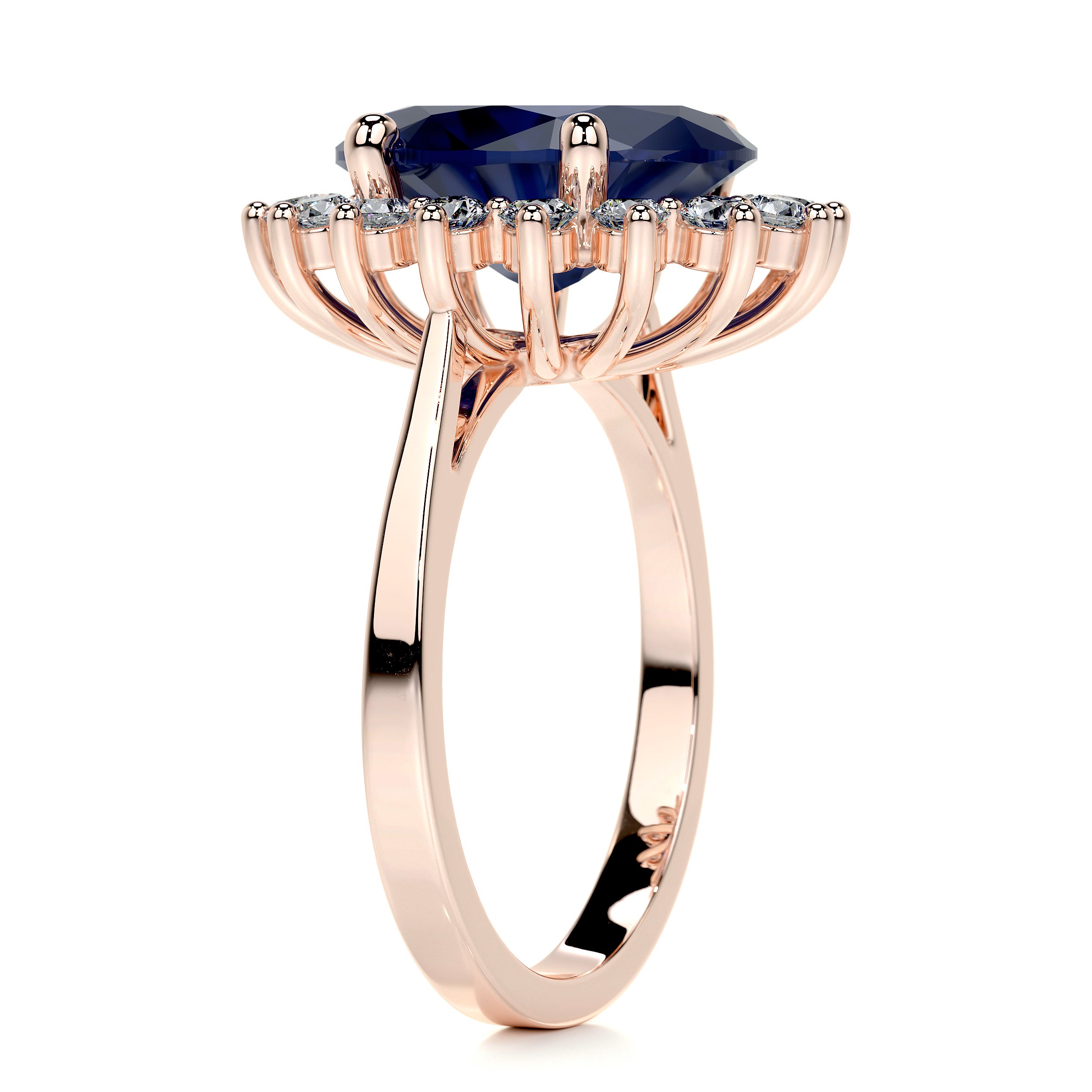 Lyn Gemstone & Diamonds Ring   (7 Carat) - 14K Rose Gold