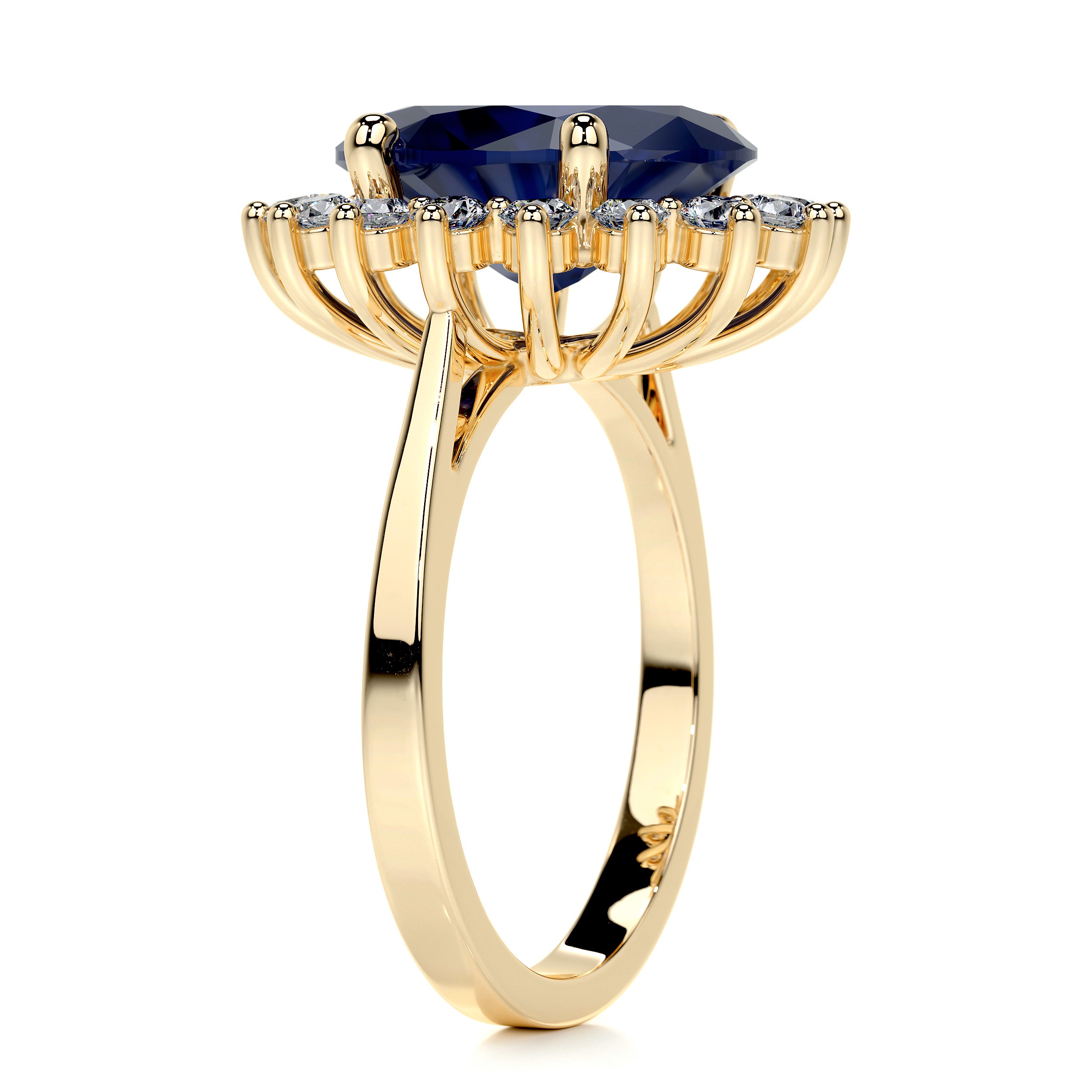 Lyn Gemstone & Diamonds Ring   (7 Carat) - 18K Yellow Gold