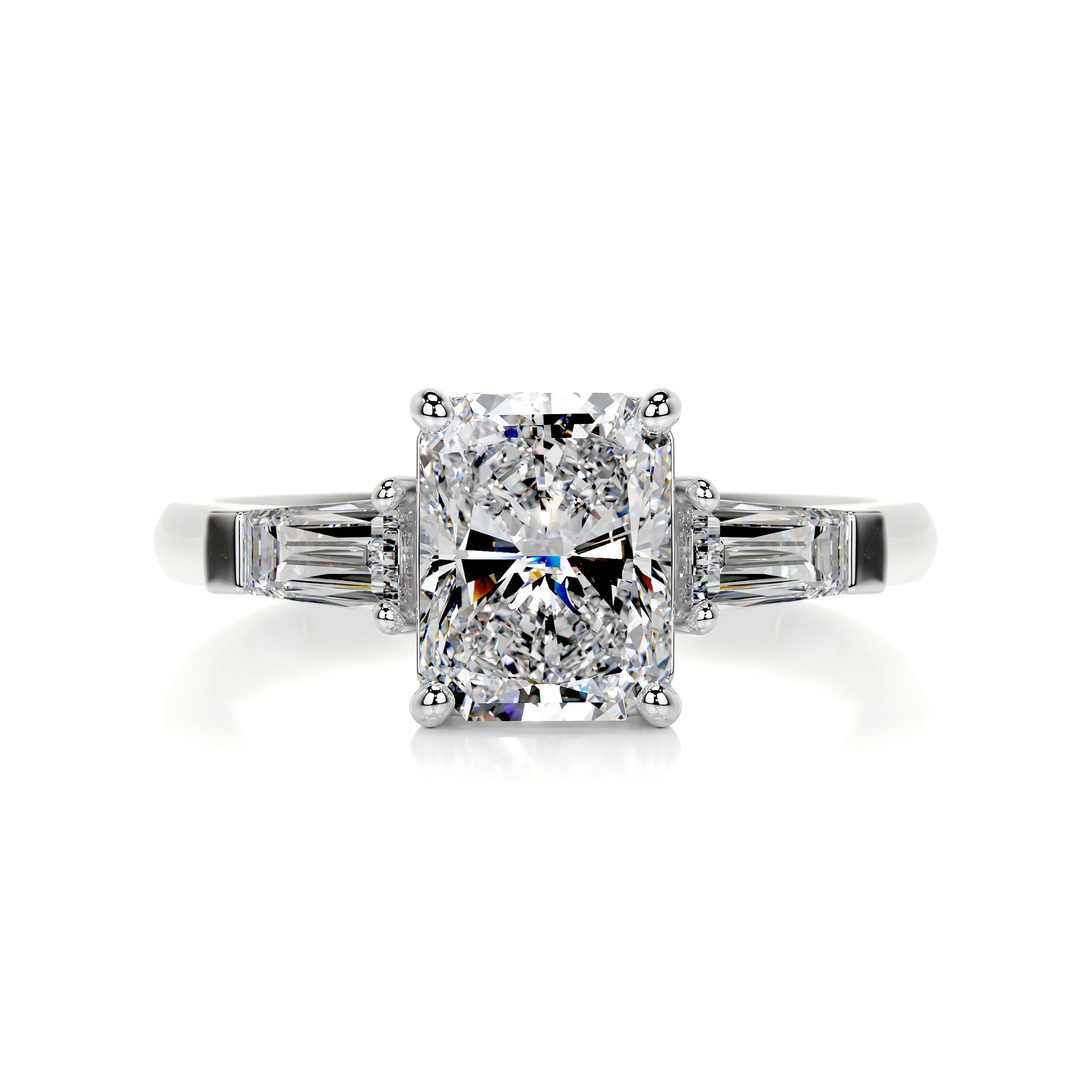 Radiant Skylar Diamond Engagement Ring -14K White Gold, 3 stones, 1.8 ...