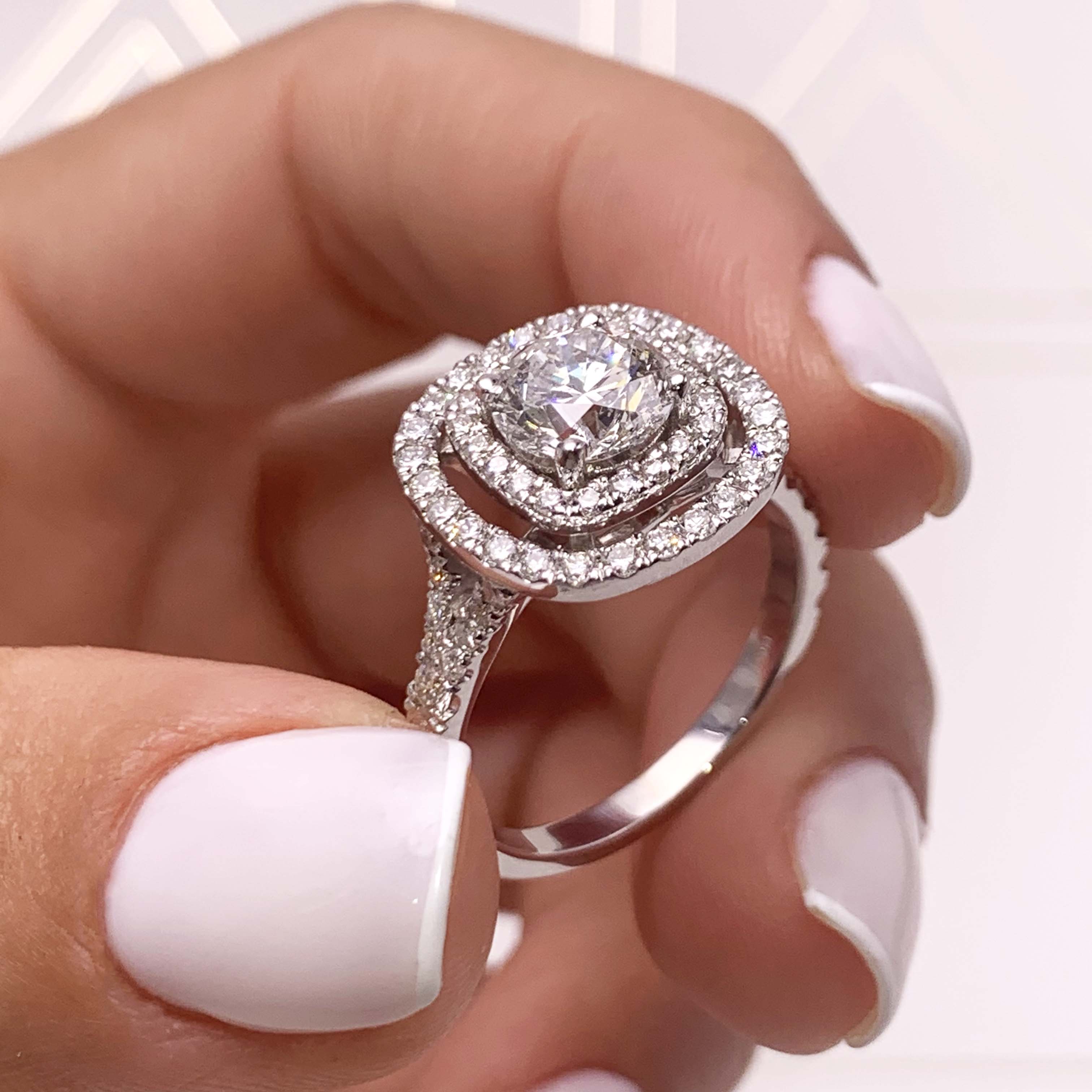 Natalie Lab Grown Diamond Ring   (2.2 Carat) -18K White Gold