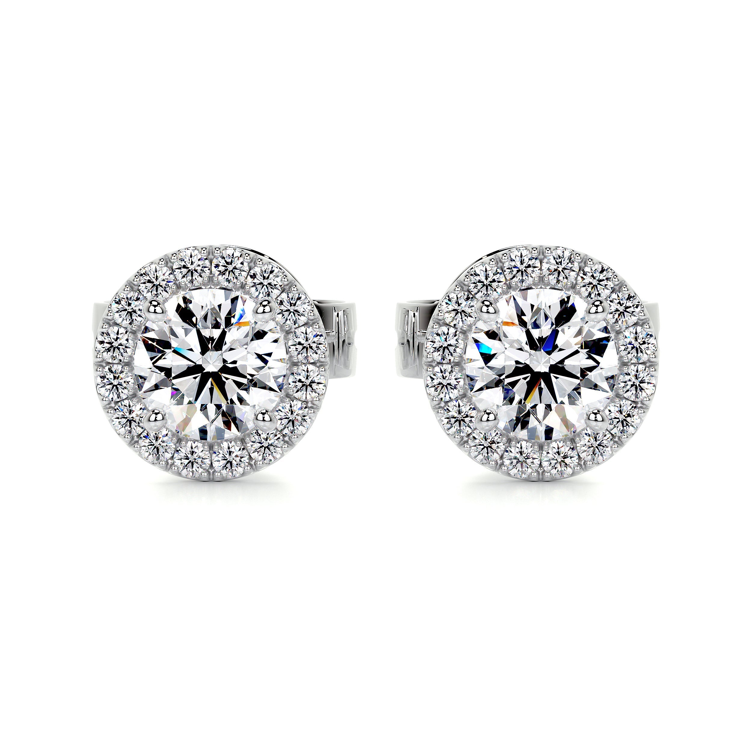 Solitaire earrings with 2.00 carat diamonds in white gold - BAUNAT