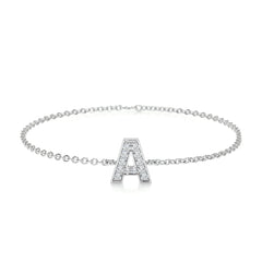 Bridget Letter Diamonds Bracelet (0.30 Carat) -18K White Gold