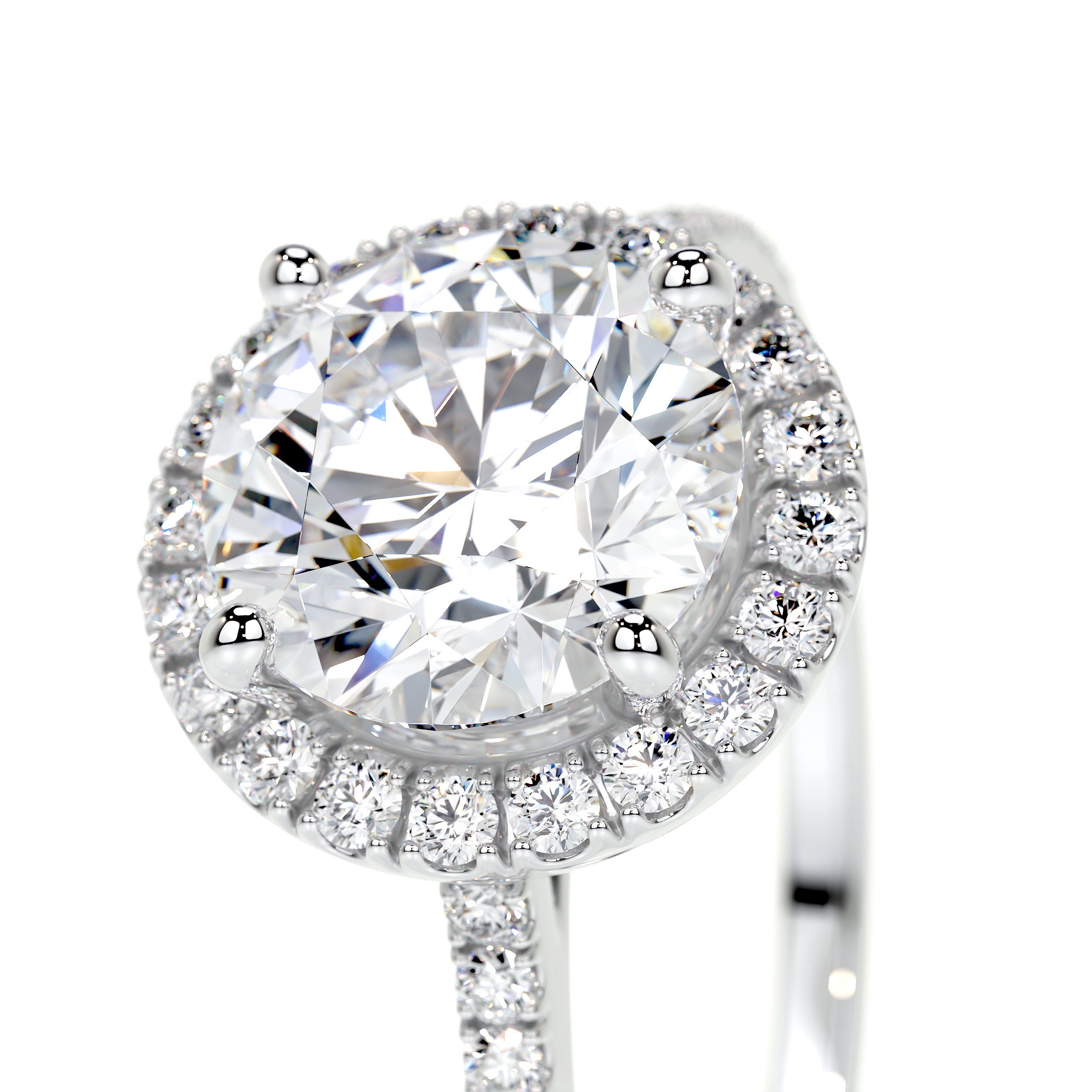 3 2/5 ctw Cushion Colorless Lab Grown Diamond Large Halo Engagement Ring 18K White Gold EF, VS2+ Badgley Mischka