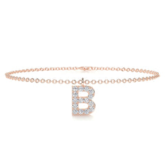 Barbara Letter Diamonds Bracelet (0.15 Carat) -14K Rose Gold