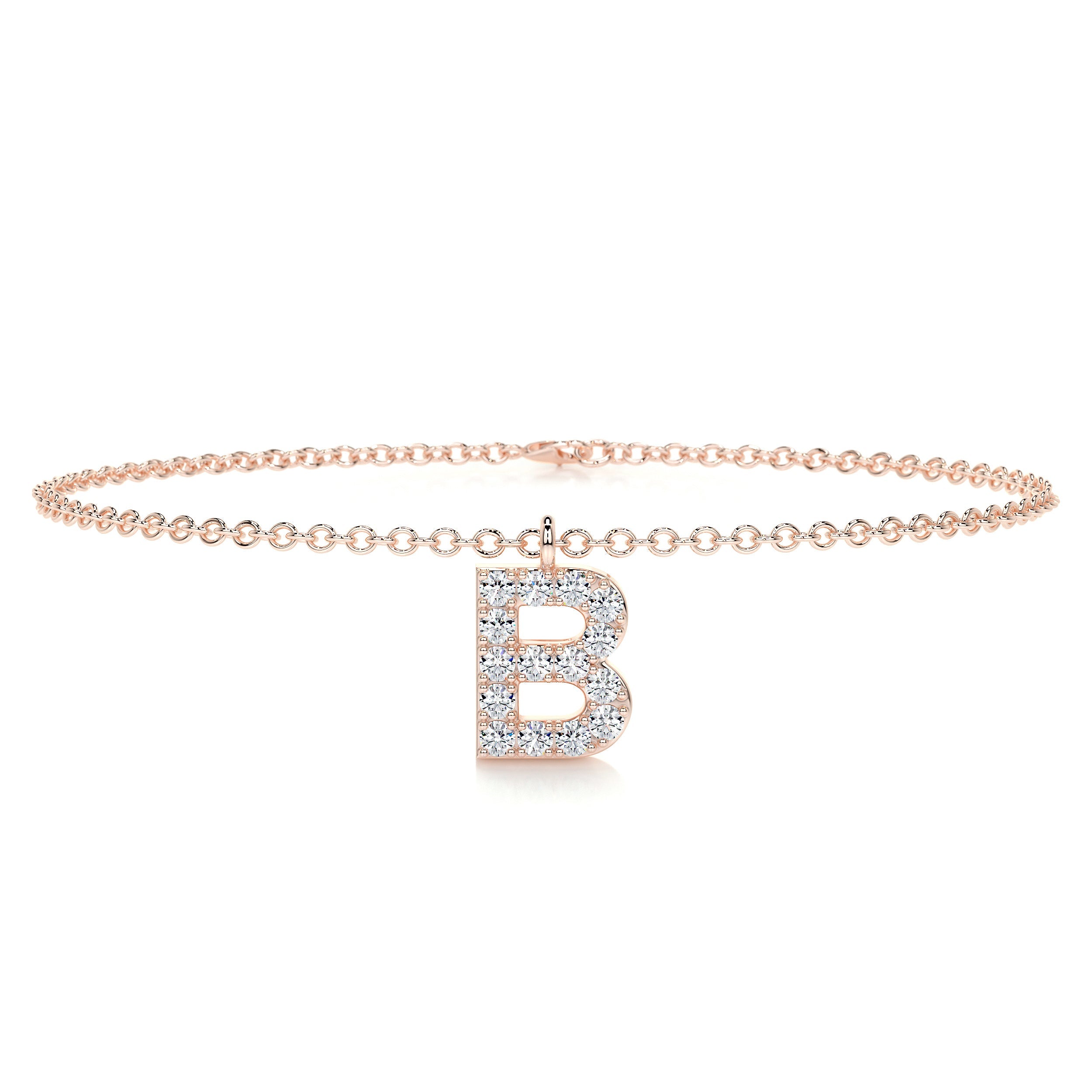 Barbara Letter Lab Grown Diamonds Bracelet   (0.15 Carat) -14K Rose Gold