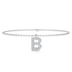 Barbara Letter Diamonds Bracelet (0.15 Carat) -14K White Gold