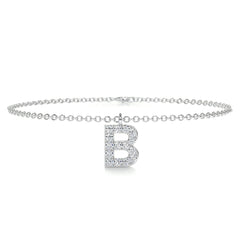 Barbara Letter Lab Grown Diamonds Bracelet (0.15 Carat) -18K White Gold