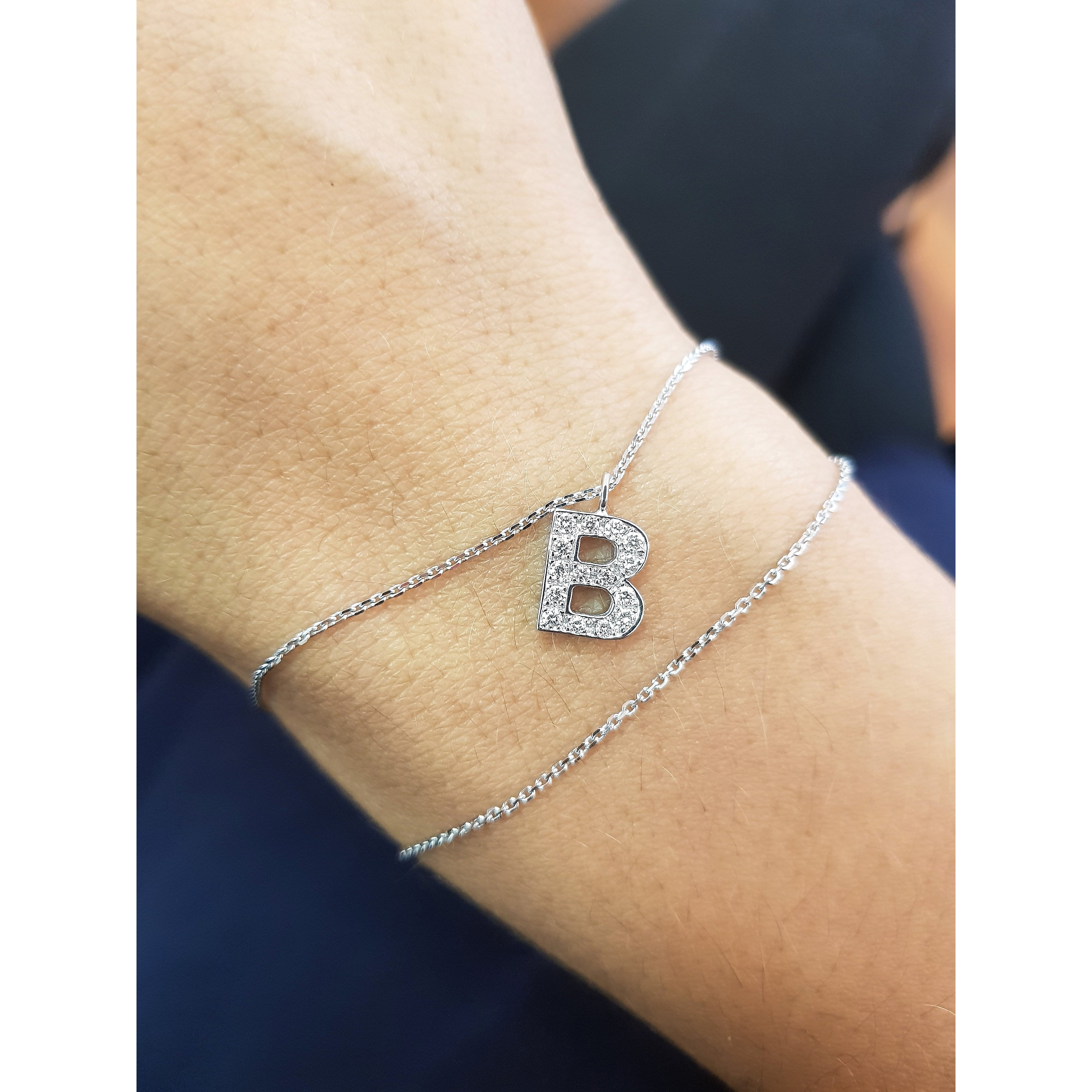 Barbara Letter Lab Grown Diamonds Bracelet   (0.15 Carat) -14K White Gold