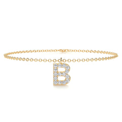 Barbara Letter Diamonds Bracelet (0.15 Carat) -18K Yellow Gold