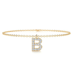 Barbara Letter Lab Grown Diamonds Bracelet (0.15 Carat) -18K Yellow Gold