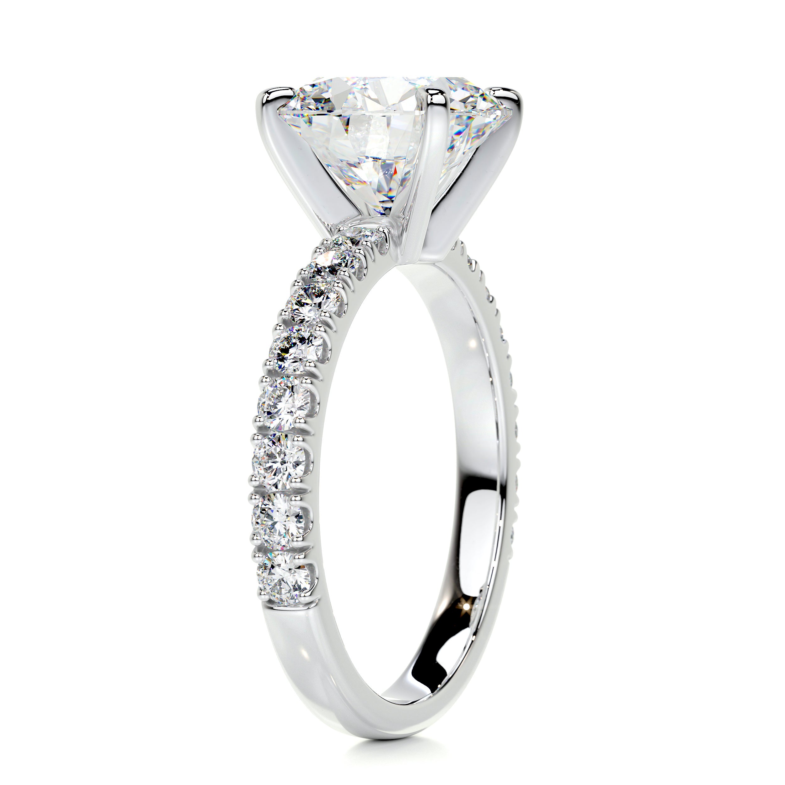 Alison Moissanite & Diamonds Ring   (3.62 Carat) -18K White Gold